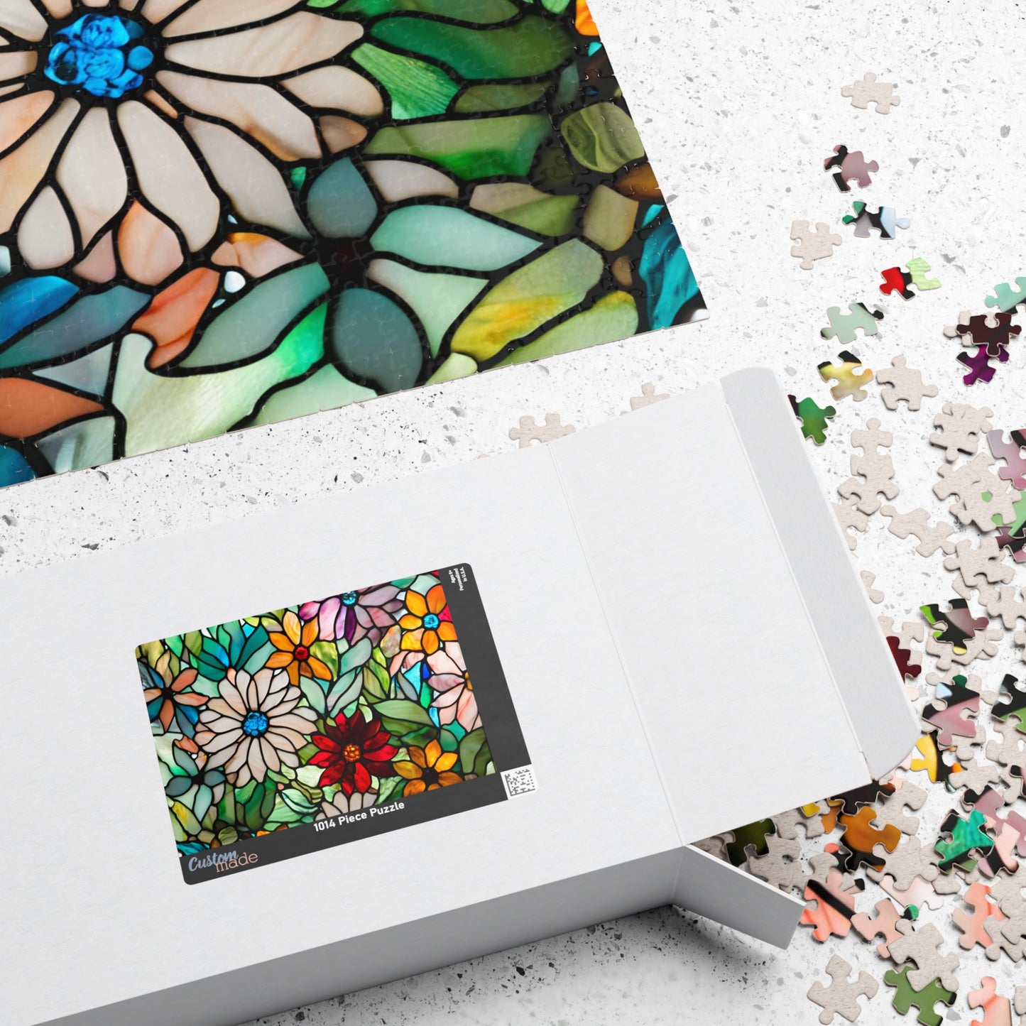 Floral Stained Glass Puzzle, Colorful Art Jigsaw Game for Adults, Puzzle Lover Gift for Friend, Family Game Night, Mindful Activity Puzzle The Puzzle Chest
