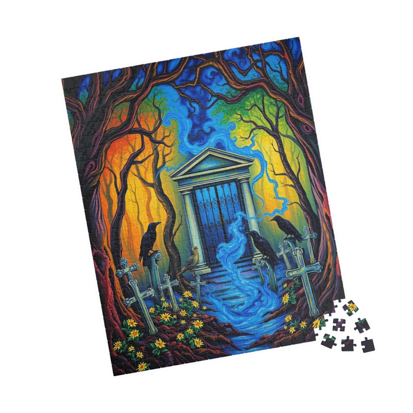 Mystical Cemetery Puzzle, Gothic Dark Fantasy Art Jigsaw Game, Unique Gift for Adult, Solo Fun, Brain Teaser, Quiet Pastime Holiday Activity Puzzle The Puzzle Chest