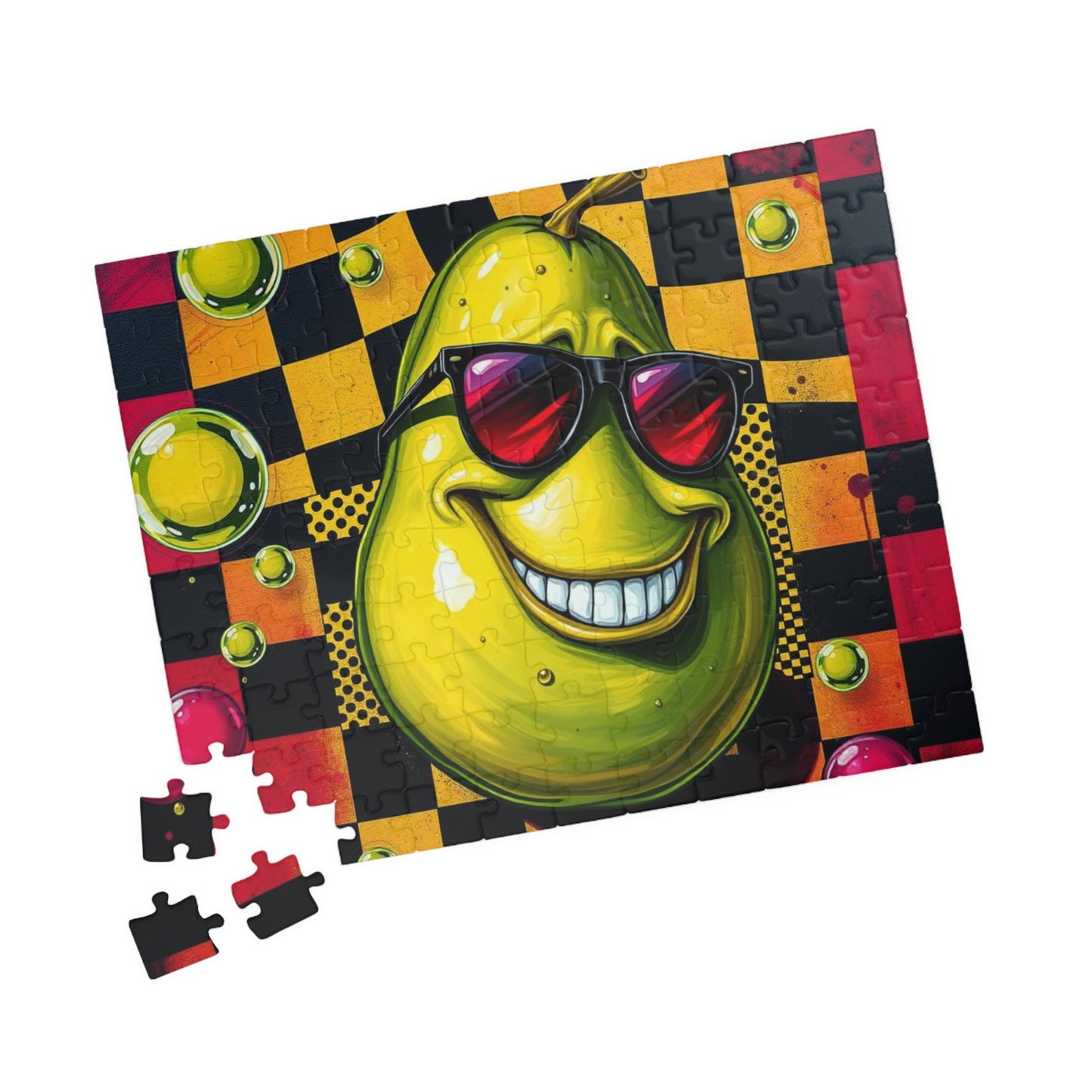 Avocado Pop Art Jigsaw Puzzle, 110, 252, 520, 1014-piece, Retro Funky Design, Checkerboard and Dots Puzzle, Unique Gift Idea, Fun Activity Puzzle The Puzzle Chest