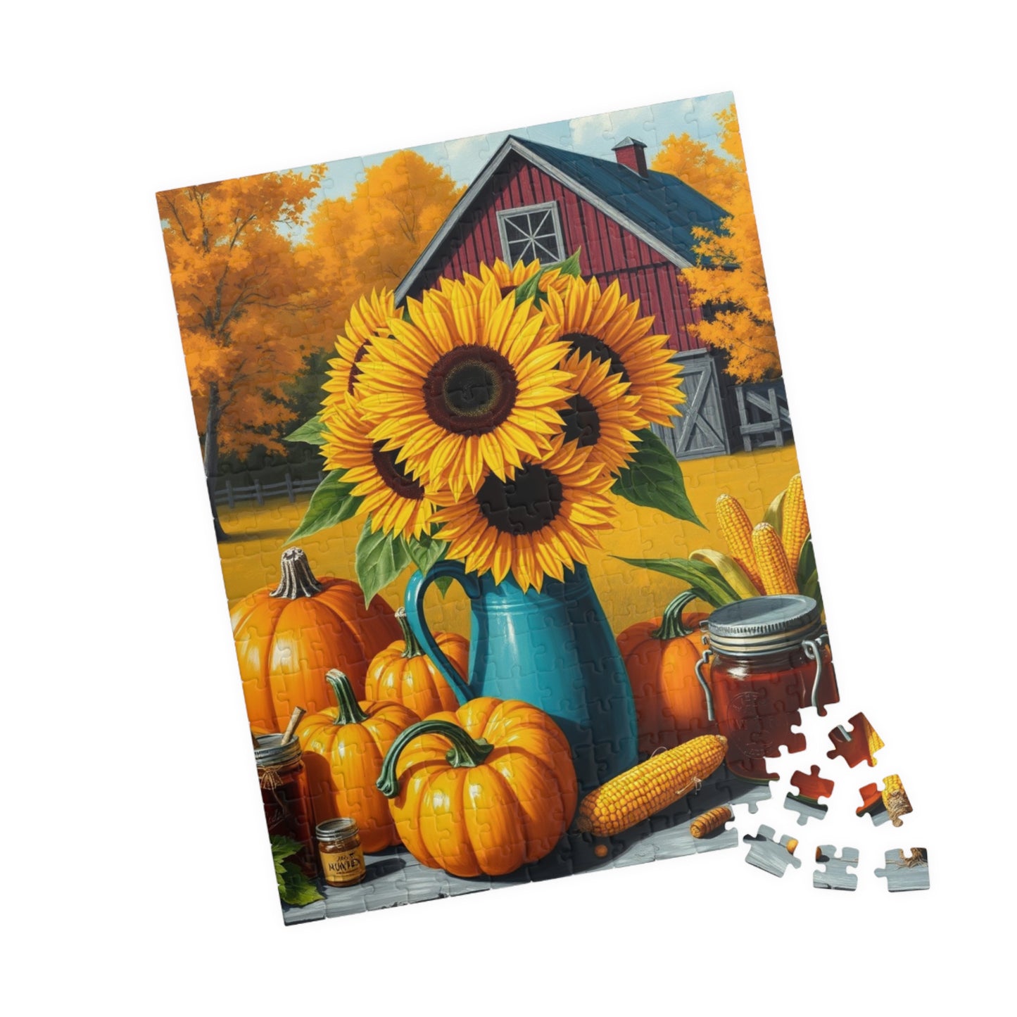 Golden Harvest Glow Sunflower Jigsaw Puzzle, Country Farm Scene for Adults and Families, Autumn Activity, Gift for Puzzle Lovers Puzzle The Puzzle Chest