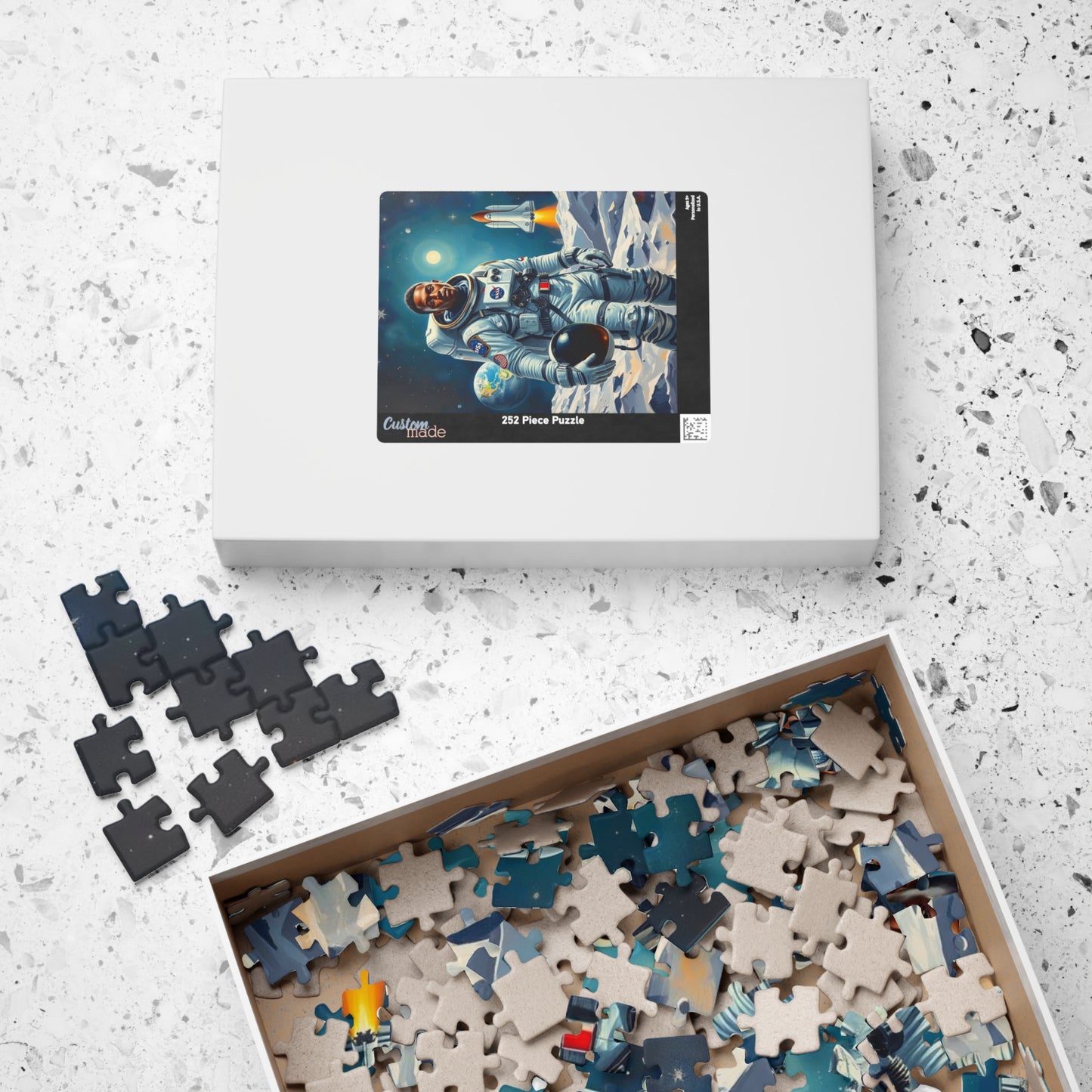 Afrocentric Astronaut Puzzle, African American Man Space Theme Black Art Jigsaw Game, Puzzle Lover Holiday Gift, Family Bonding Activity