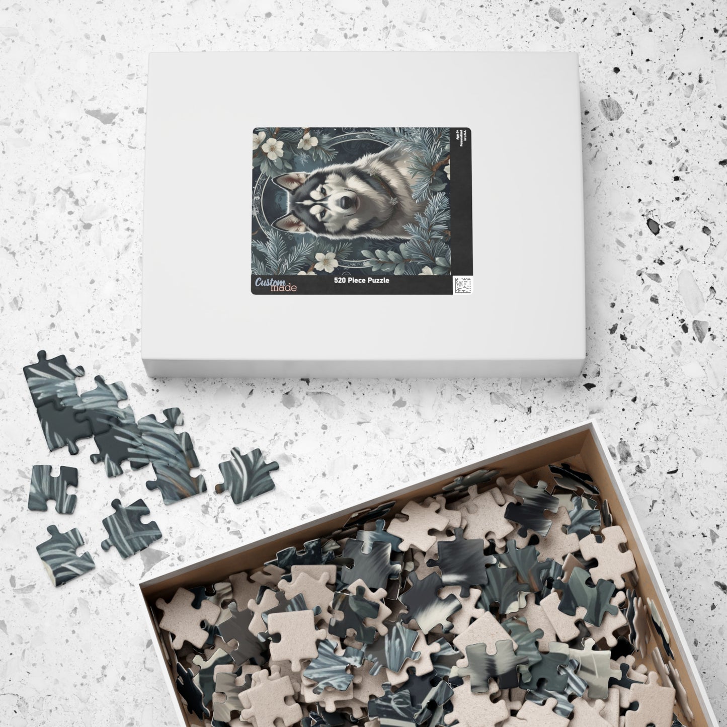 Siberia Husky Vintage Jigsaw Puzzle, Winter Nature-Inspired Dog Theme Puzzle Gift for Art Lover Dog Enthusiast Hobbyist, Fun Family Friendly