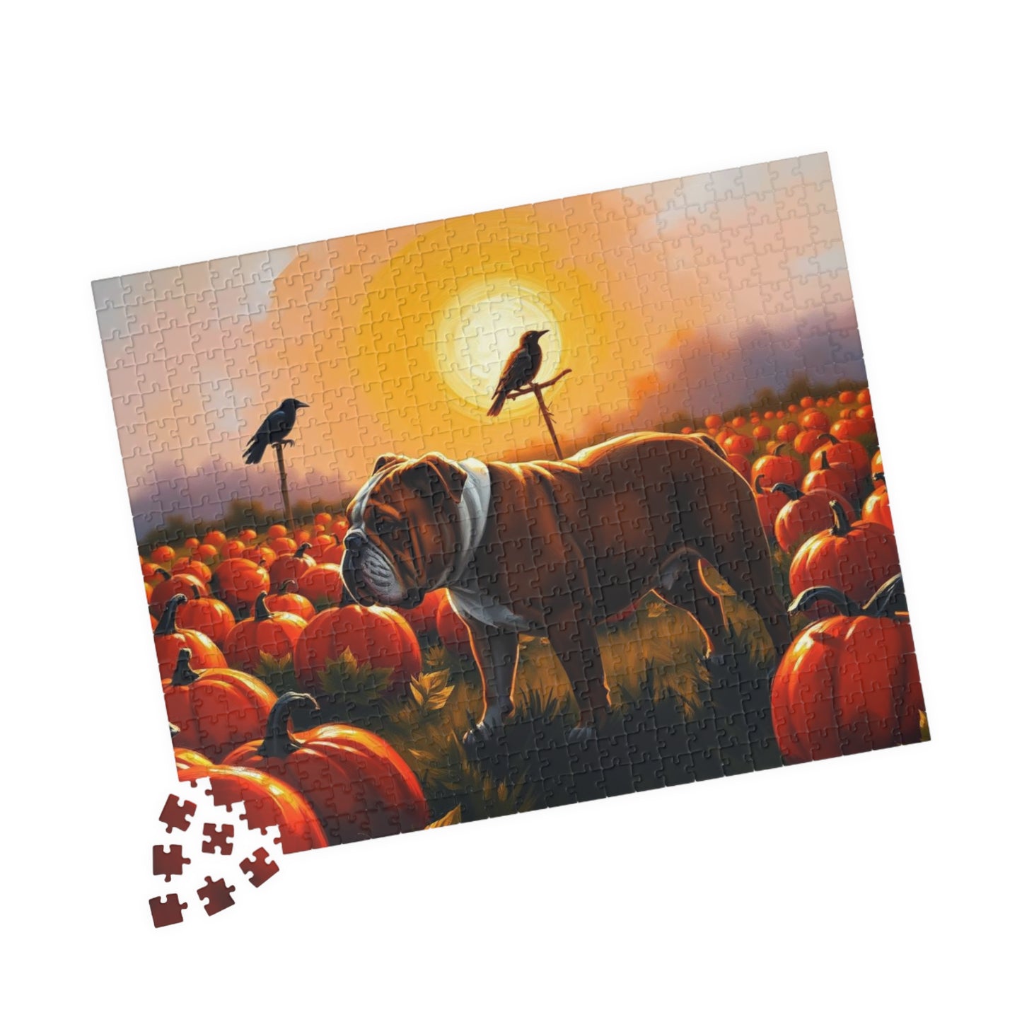 Autumn Bulldog Puzzle, Cozy Family Jigsaw Game for Adults, Perfect for Dog Lovers, Fall Home Entertainment, Creative Gift Idea for Friend Puzzle The Puzzle Chest