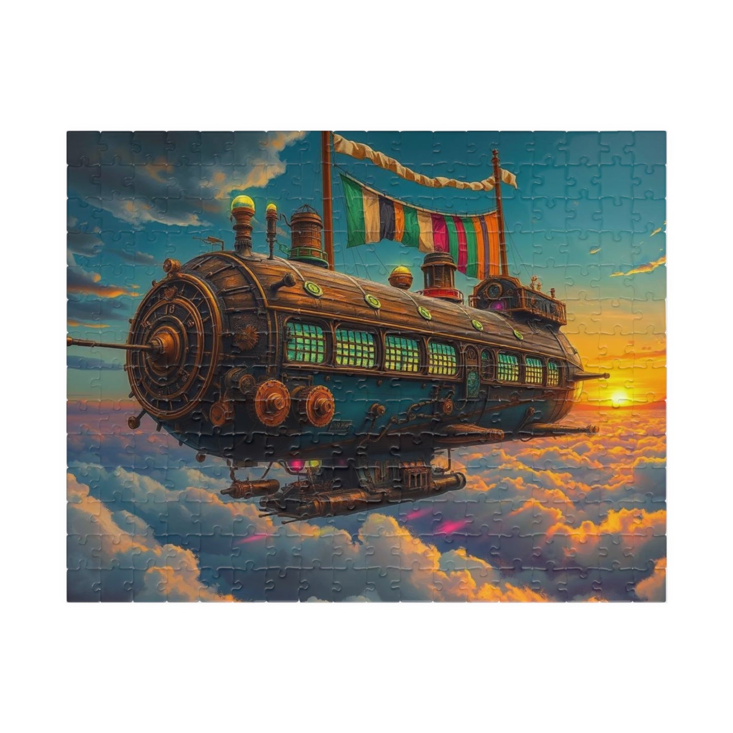 Steampunk Airship Puzzle | Fantasy Jigsaw for Adults and Kids, Home Entertainment, Best Gift for Friends, Family Puzzle Night Brain Teaser 252 pcs (Horizontal) Puzzle The Puzzle Chest