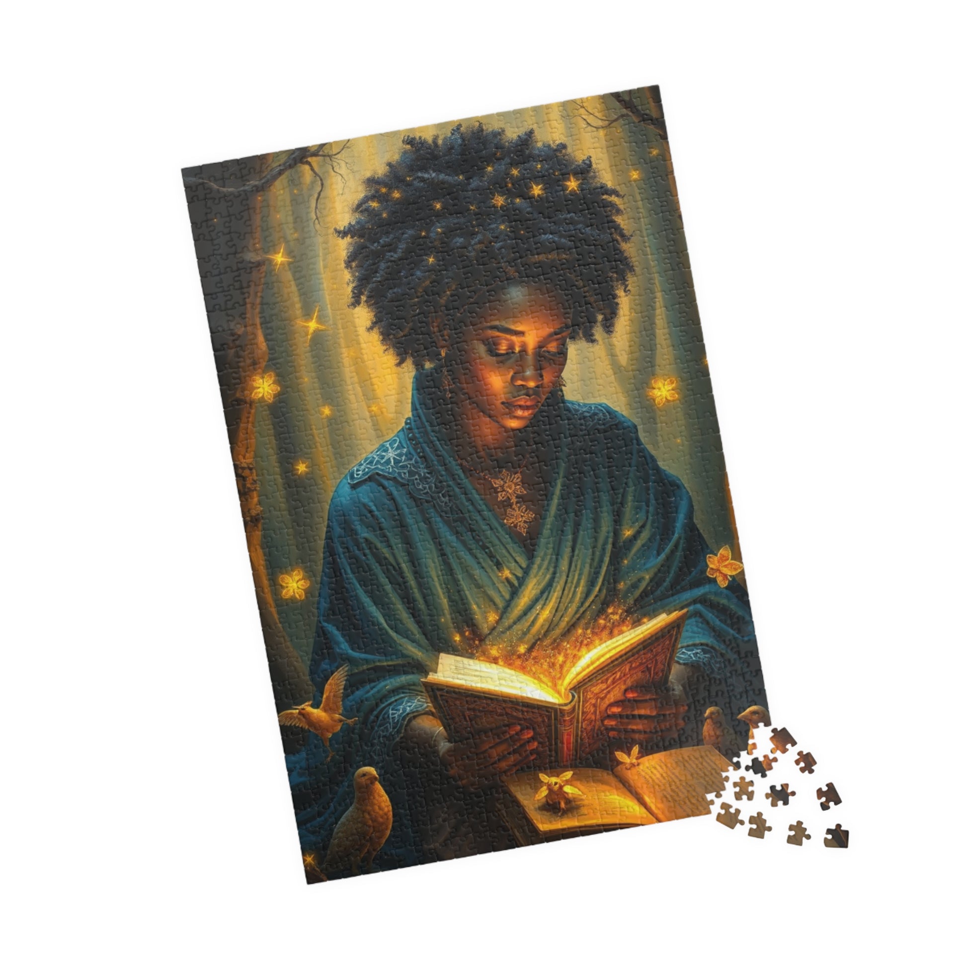 Celestial Black Woman Jigsaw Puzzle, African American Lady in Magical Forest, Negro Artwork, Unique Cultural Gift for Puzzle Lover Puzzle The Puzzle Chest