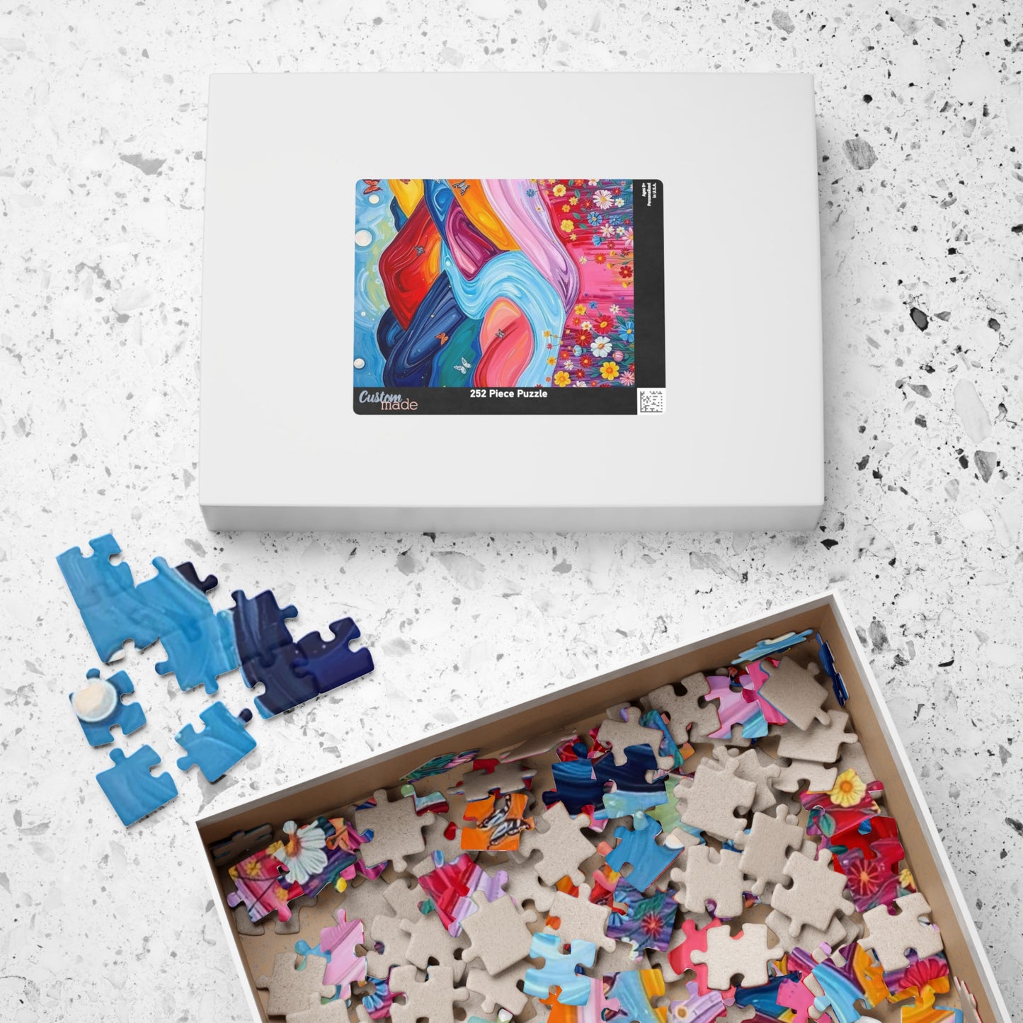 Pastel Petals - River Through Candy Hill Jigsaw Puzzle Colleciton, Beautiful Nature Puzzle, Colorful Landscape Art, Puzzle Lover Gift, Family Fun, 110/252/520/1014 Puzzle The Puzzle Chest