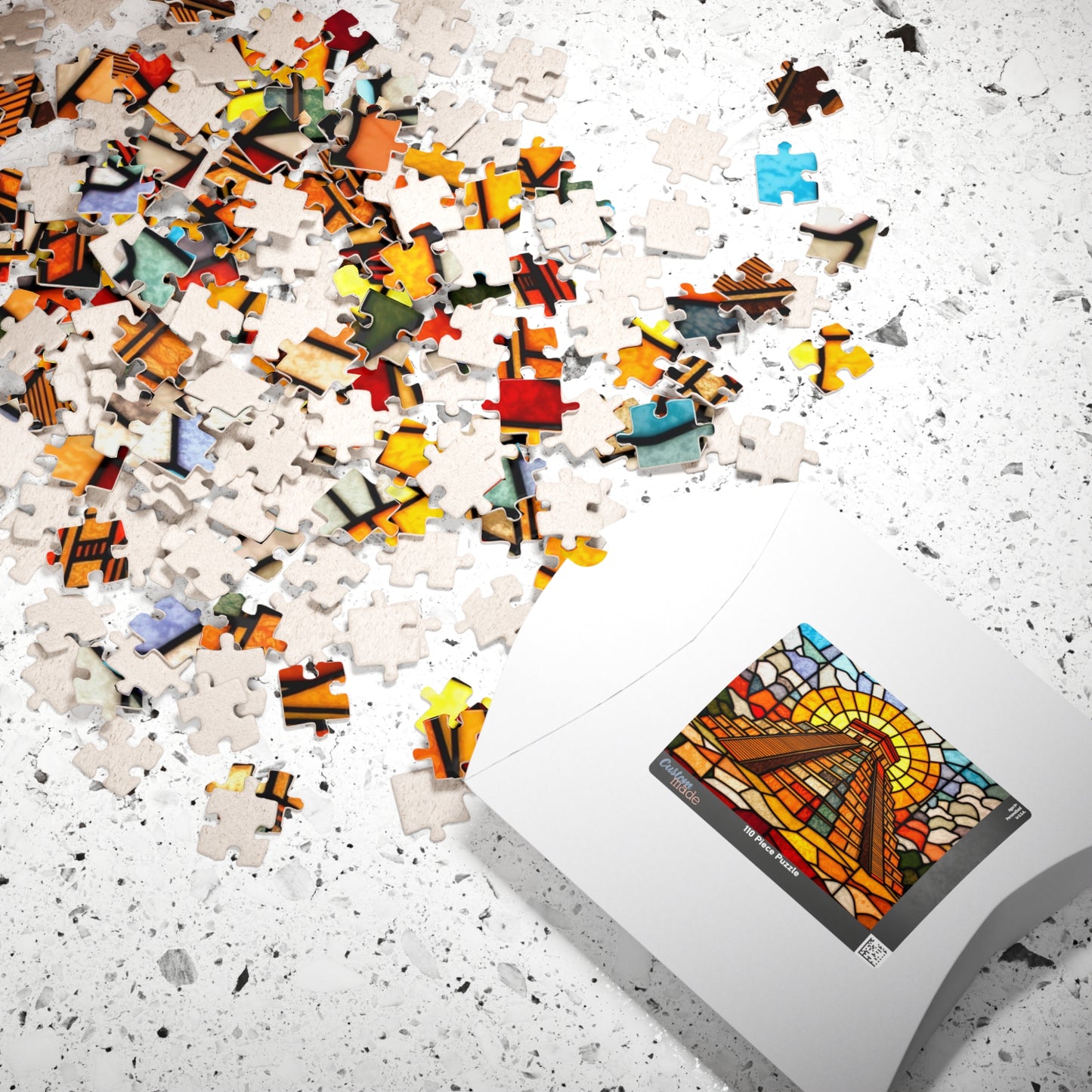 Chichen Itza Pyramid Jigsaw Puzzle, Stained Glass Inspired Historic Mayan Famous Landmark, Frameable Art Travel Enthusiast Gift Puzzle The Puzzle Chest