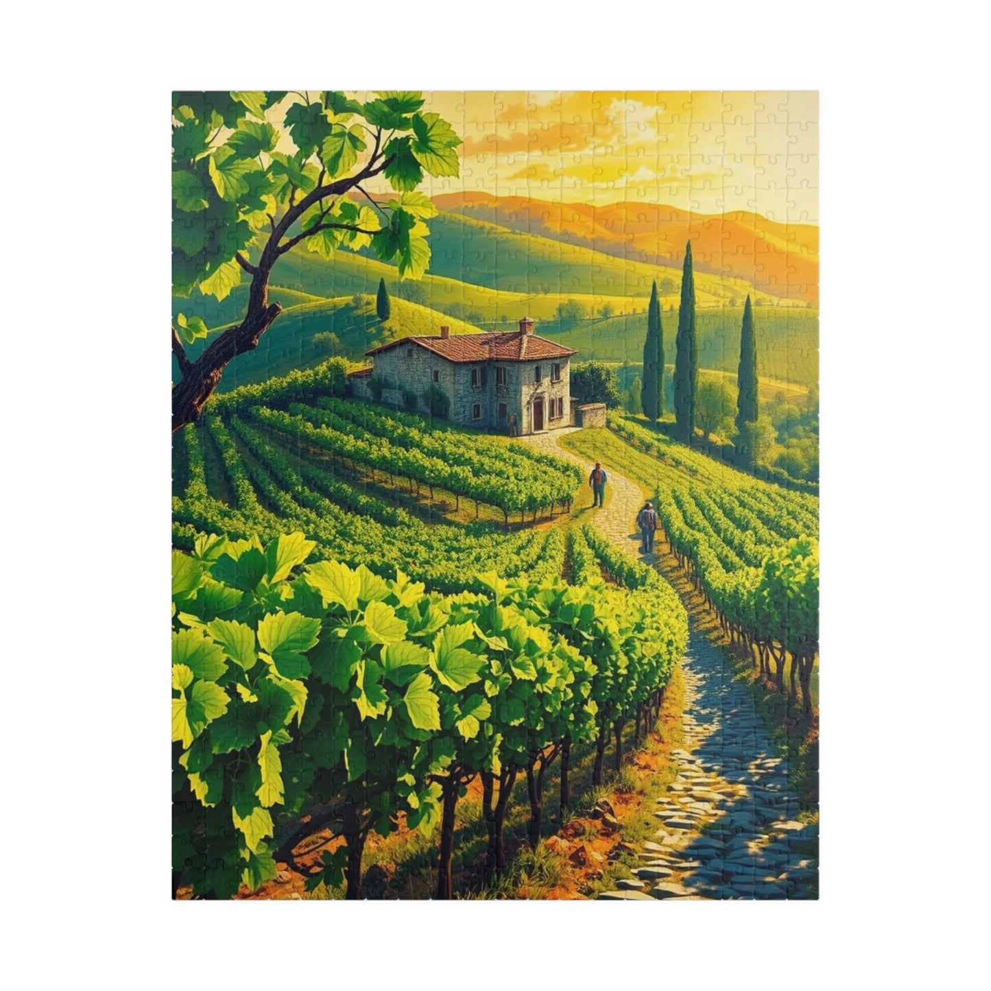 Vineyard Escape Puzzle - 110, 252, 520, 1014-piece Scenic Jigsaw for Nature Lovers, Family Activity 520 pcs (Vertical) Puzzle The Puzzle Chest