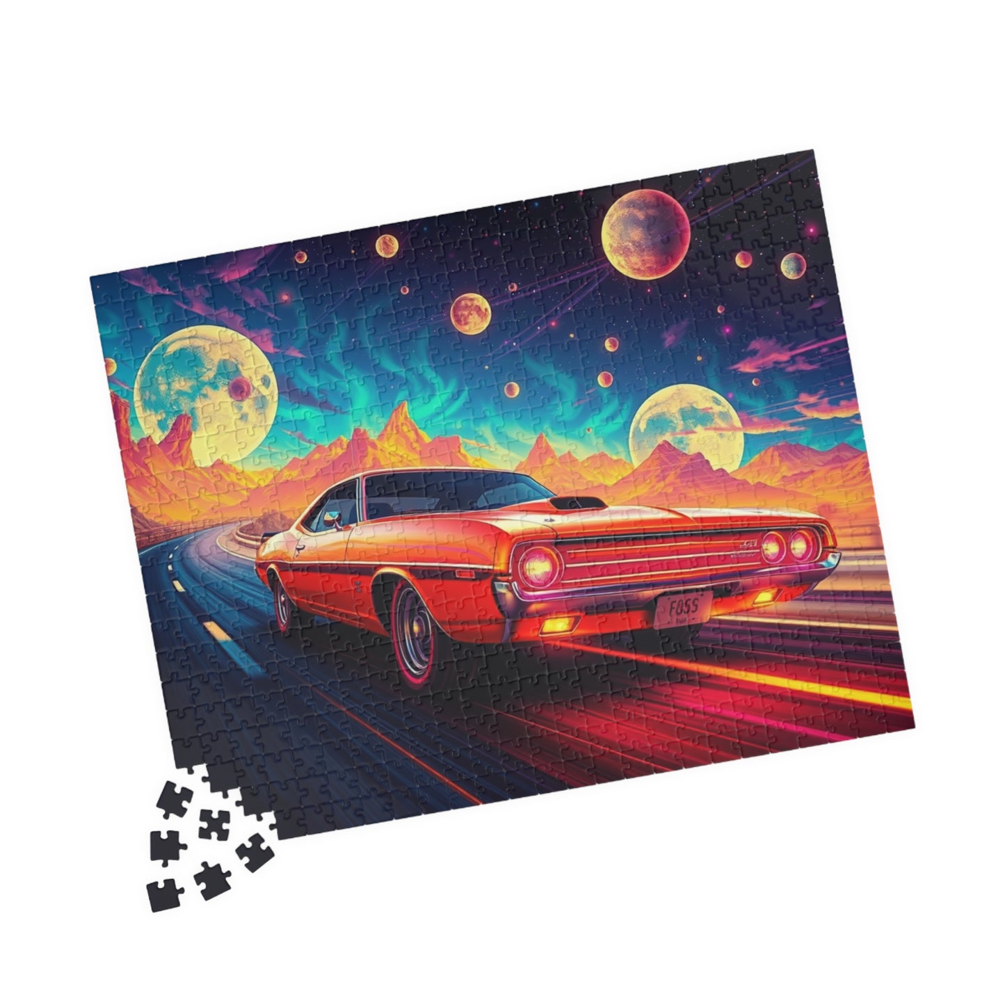 Retro Car Jigsaw Puzzle - Cosmic Scene, Gifts for Car Lovers, Nostalgic Mindfulness Activity for Family Game Night or Solo Fun, Brain Teaser Puzzle The Puzzle Chest