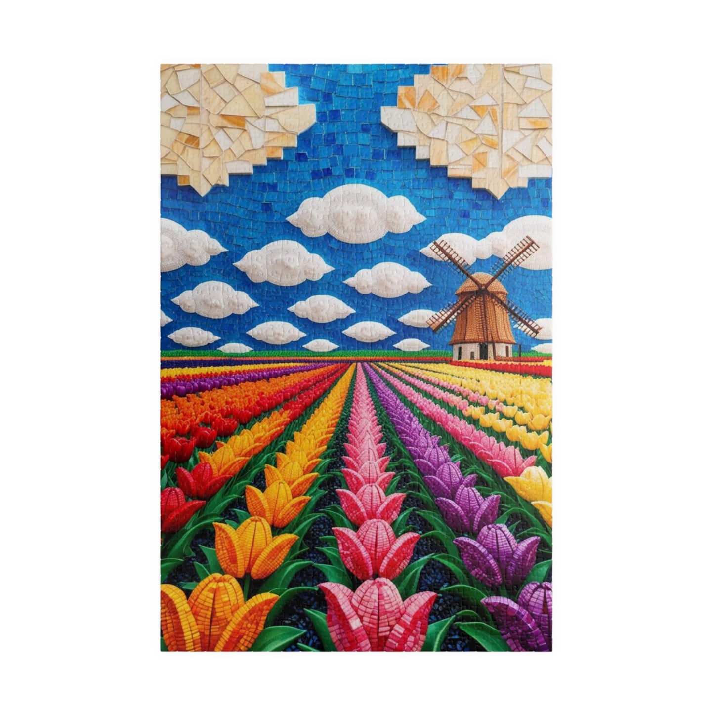 Mosaic Vibrant Flower Fields Puzzle | Tulip Landscape | 110, 252, 520, 1014-Piece Fun for Families, Gift for Puzzles Lovers, Home Decor, 1014 pcs (Vertical) Puzzle The Puzzle Chest