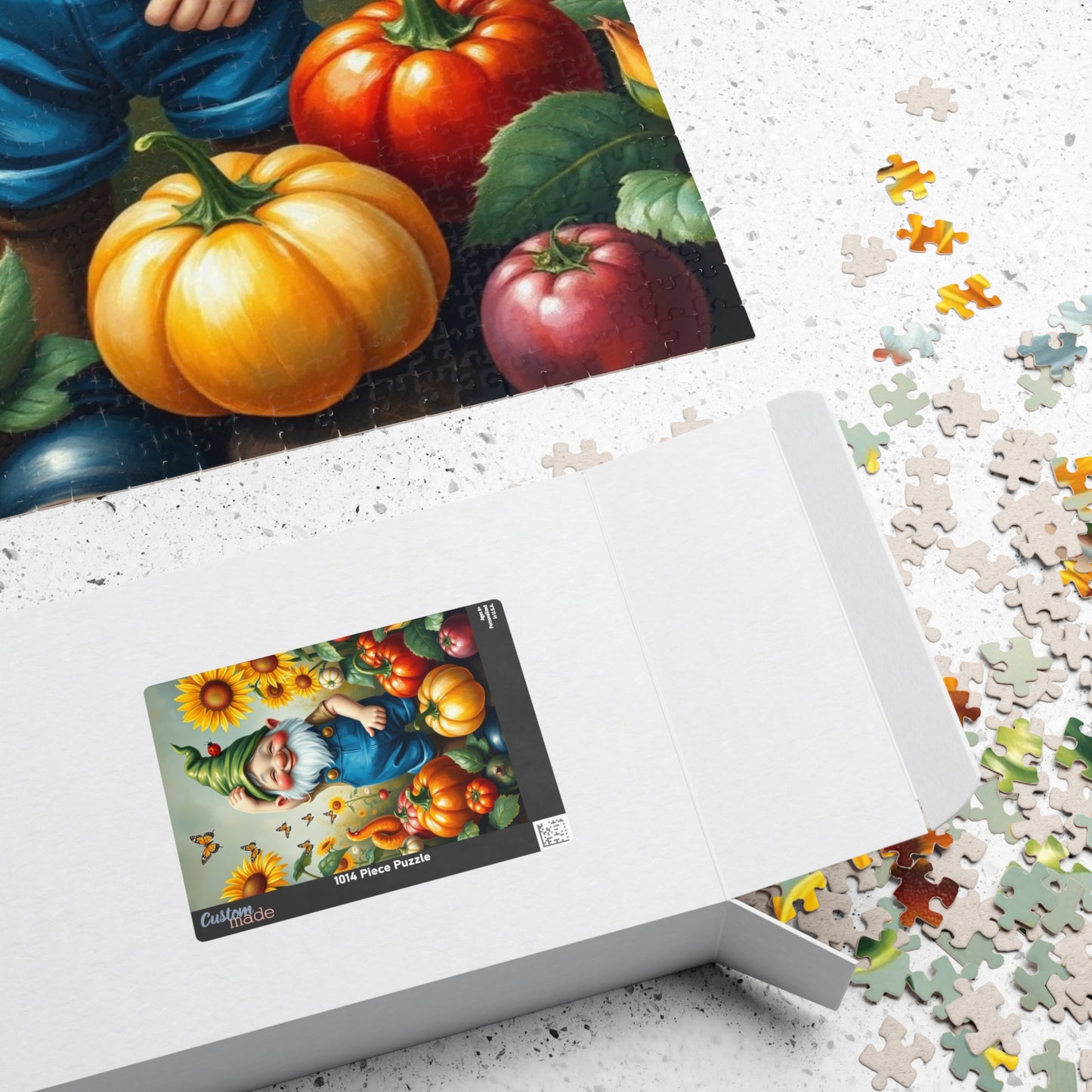 Whimsical Garden Gnome Puzzle, Vegetables Sunflowers and Butterflies, Colorful Farm and Nature Scene Jigsaw Game, Fantasy Puzzle Lover Gift Puzzle The Puzzle Chest