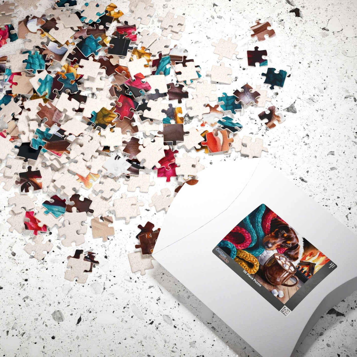 Cozy Winter Dachshund Puzzle - Dog by Fireplace Jigsaw Game, Holiday Family Fun, Mindful Gift for Animal Lovers, Indoor Activity Puzzle The Puzzle Chest