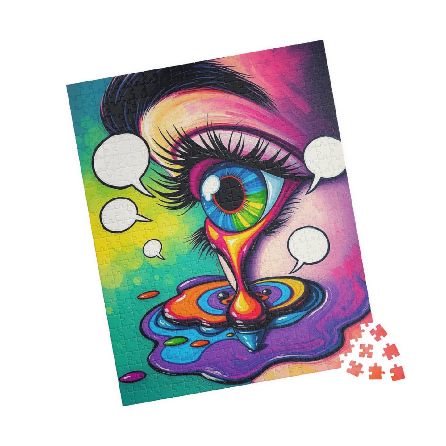 Comic Eye Jigsaw Puzzle - Vibrant Pop Art Jigsaw Game for Adults, Multicolored Tears Speech Bubbles, Family Home Entertainment Brain Teaser Puzzle The Puzzle Chest