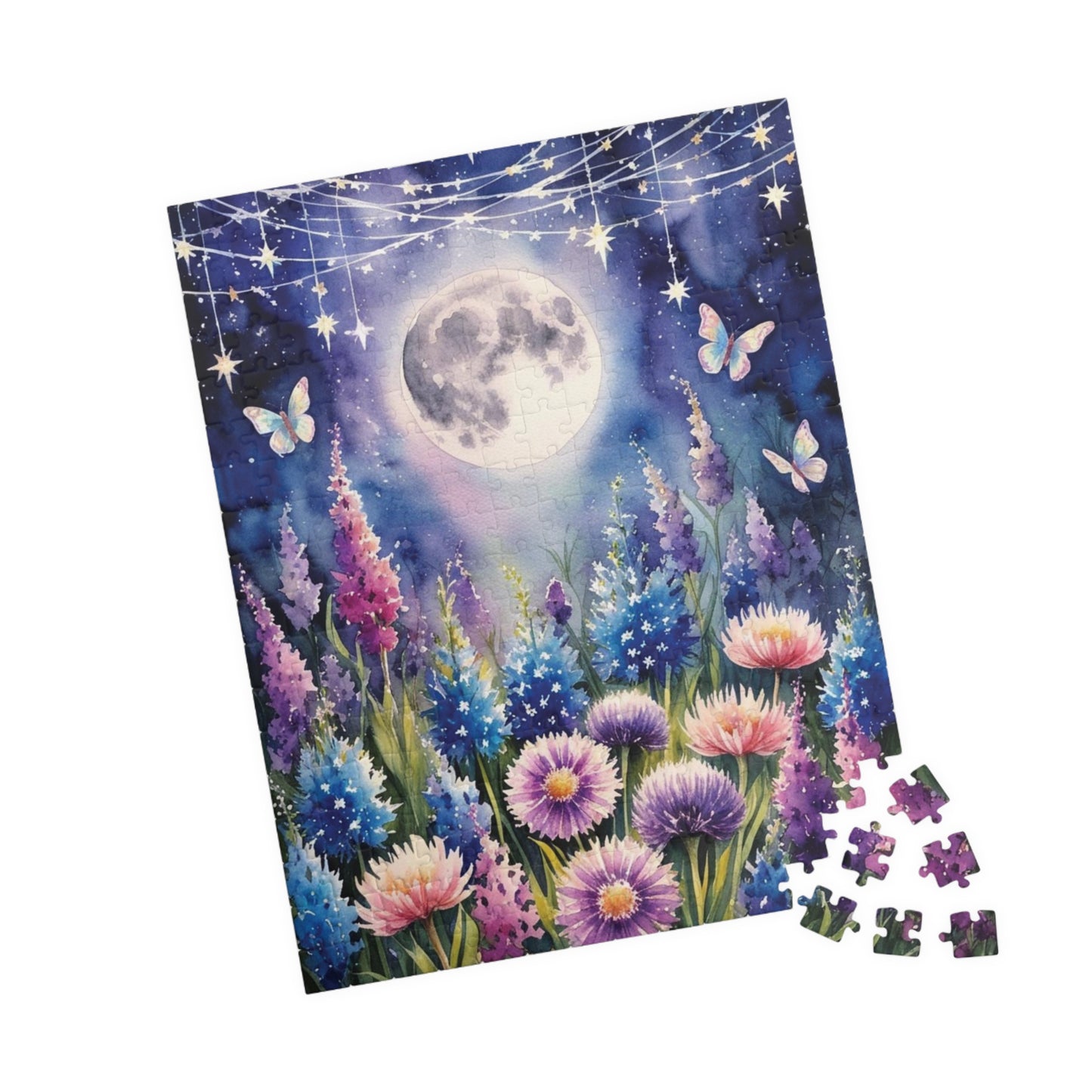 Wildflower Landscape Puzzle, Starry Night Jigsaw for Enthusiasts, Floral Puzzle Game for Nature Lovers, Mindfulness Activity Puzzle The Puzzle Chest