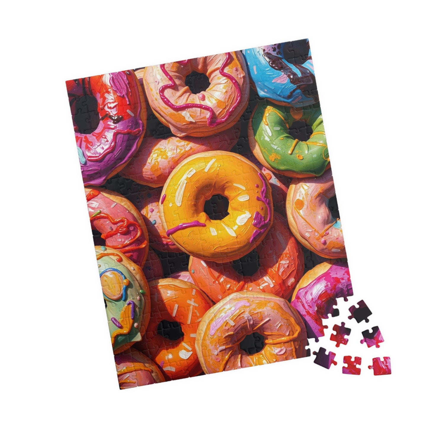 Chaotic Donuts Puzzle, Vibrant Sweets-Themed Jigsaw, Bright and Colorful Food Collage, Family Activity, Quiet Pastime, Foodie Puzzle Lover Puzzle The Puzzle Chest
