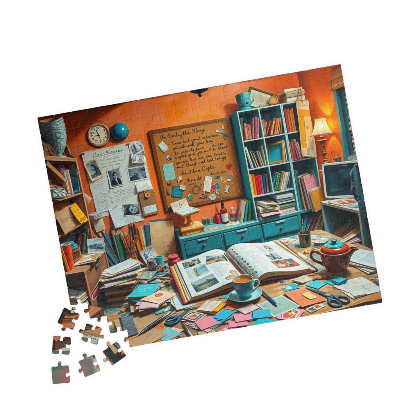 Vibrant Scrapbooking Studio Jigsaw Puzzle, Paper Crafting Table with Tools, DIY Art Scene, Hobby Gift, Puzzle Lover Art Enthusiast, Mindful Puzzle The Puzzle Chest