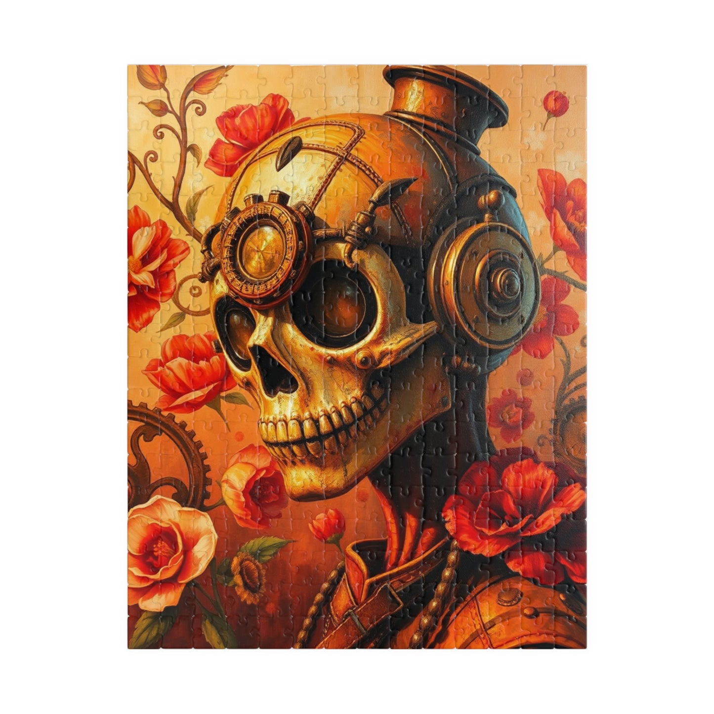 Steampunk Skull Puzzle, 110-1014 Piece Unique Art Gift, Family Fun, Halloween Puzzle Decor, Home Entertainment, Puzzle Lover Brain Teaser 252 pcs (Vertical) Puzzle The Puzzle Chest