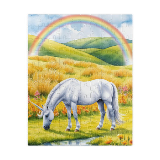Mythical Unicorn Jigsaw Puzzle, Fantasy Landscape Puzzle Lover Gift, Rainbow Meadow 110-1014 Piece Family Activity Mind Challenge, Hobby 110 pcs (Vertical) Puzzle The Puzzle Chest