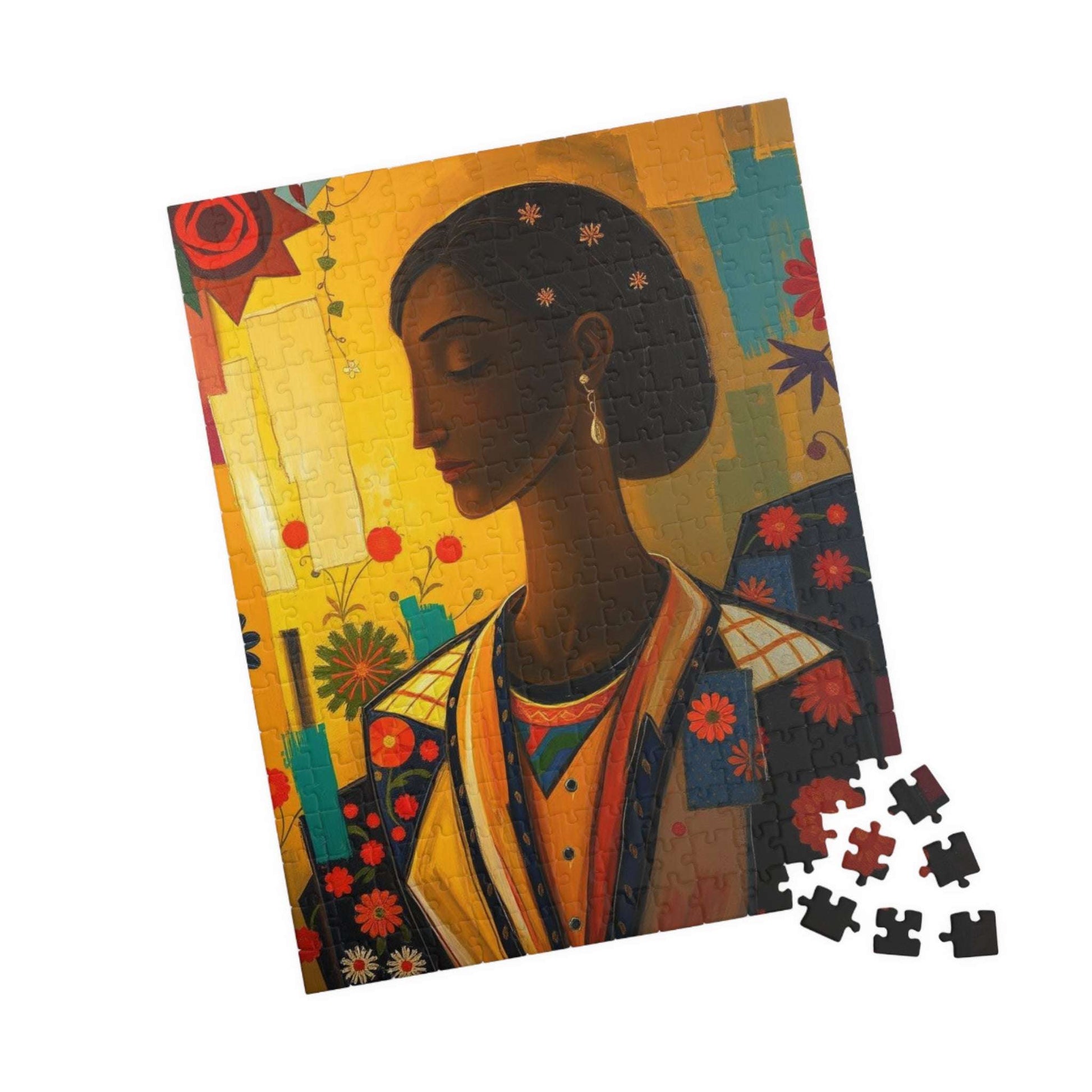 Beautiful Woman Art Puzzle, Afrocentric Jigsaw Game for Adults, Black Art Lover Gift for Friends, Mindful Activity, Mental Exercise Puzzle The Puzzle Chest
