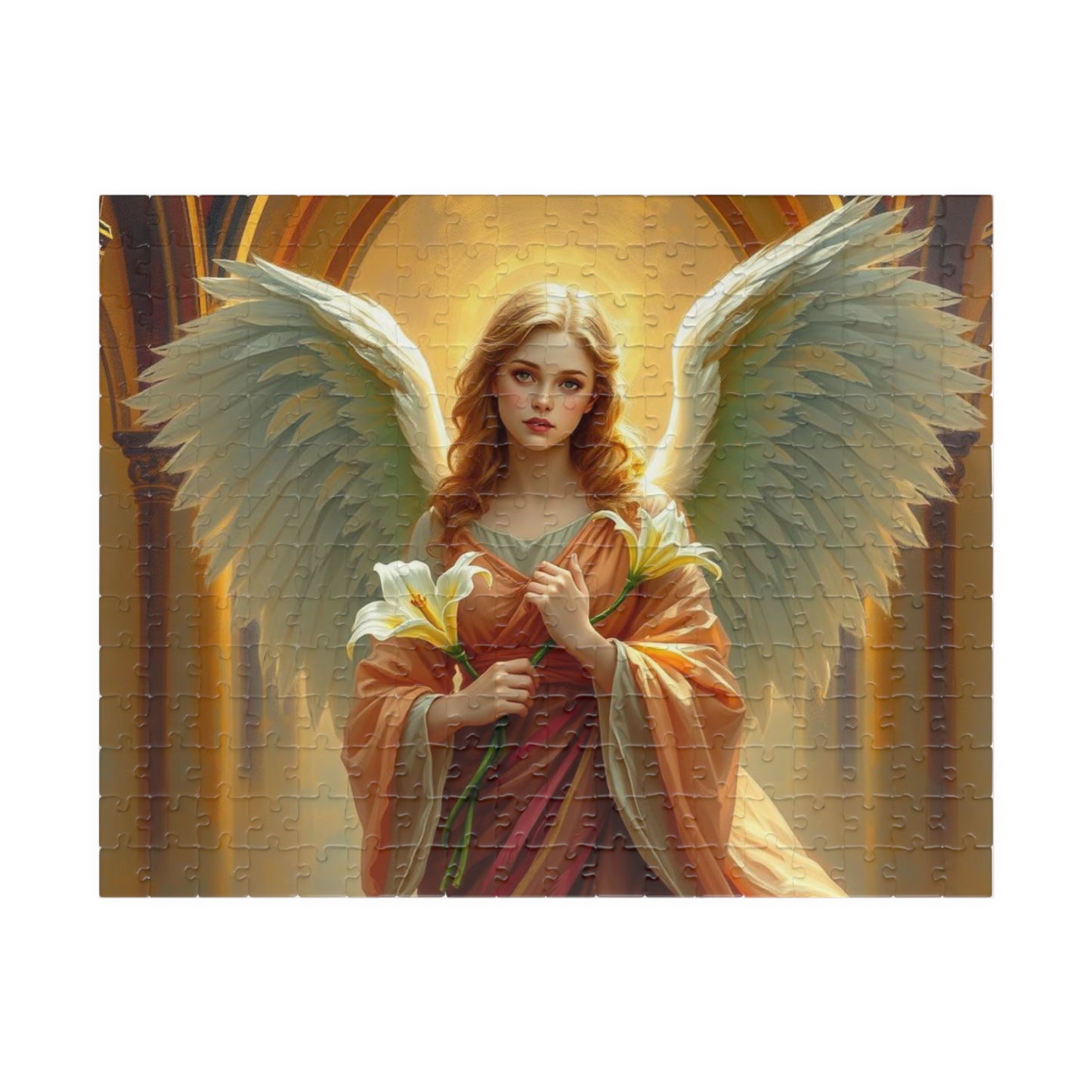 Golden Benediction Jigsaw Puzzle, Angel Puzzle, Religious Puzzle, Catholic Puzzle Gift for Puzzle Lover, Great for Indoor Home Entertainment 252 pcs (Horizontal) Puzzle The Puzzle Chest