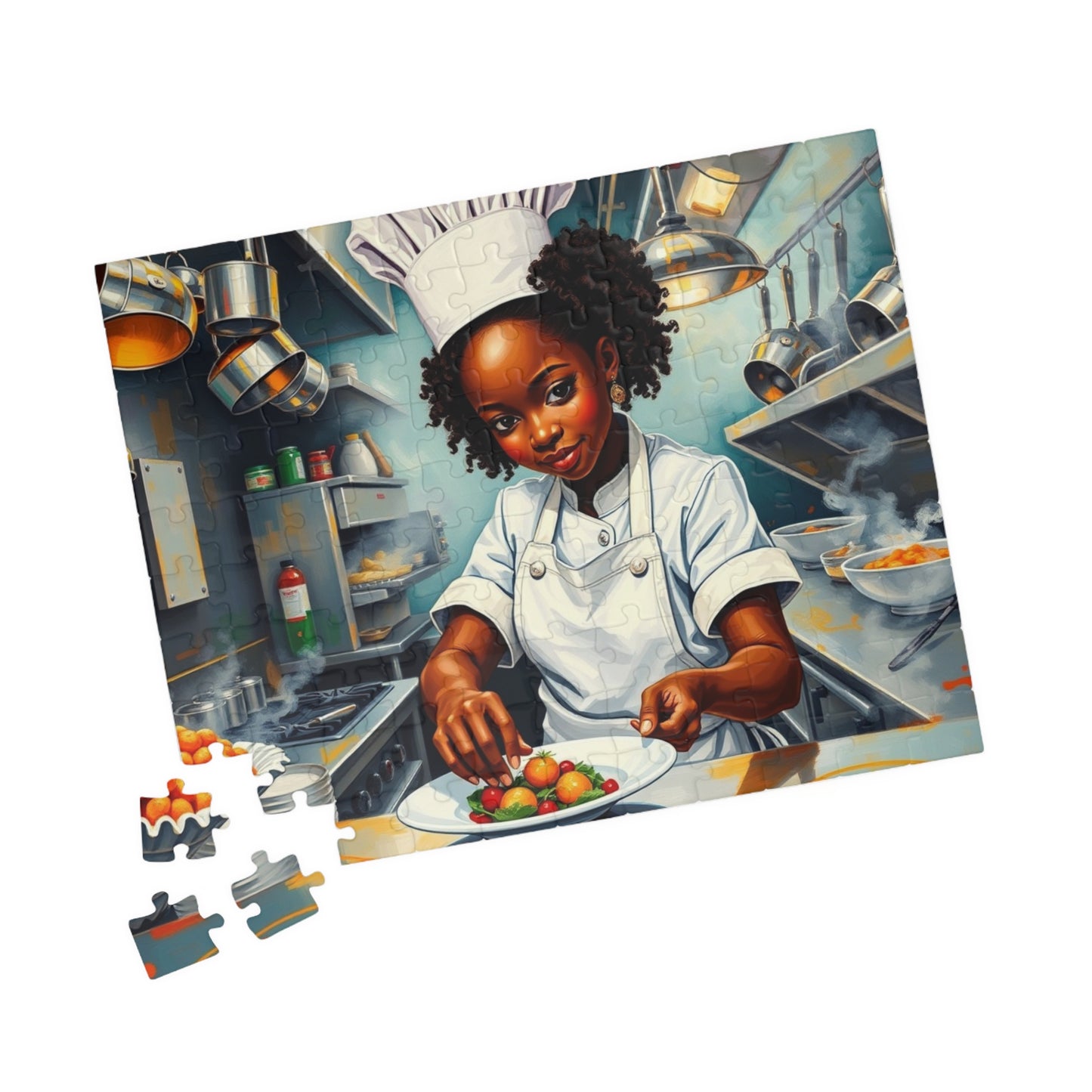 African American Chef Jigsaw Puzzle, Black Woman Cooking, Art Enthusiast Afrocentric Gift, Family Mindfulness Activity, Fun Brain Teaser Puzzle The Puzzle Chest