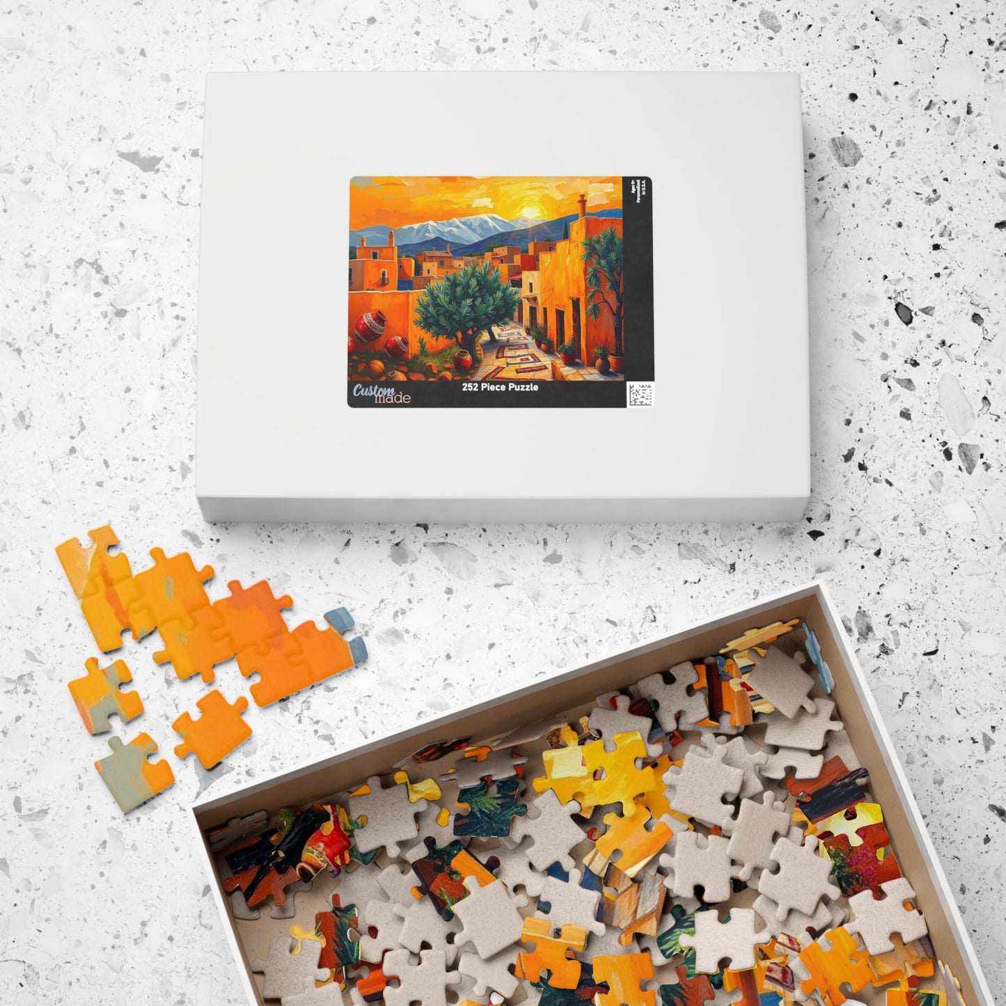 Moroccan Village Sunset Jigsaw Puzzle for Adults, Holiday Birthday Gift for Puzzle Lover, Family Fun, Mindfulness Activity, Art Puzzle The Puzzle Chest