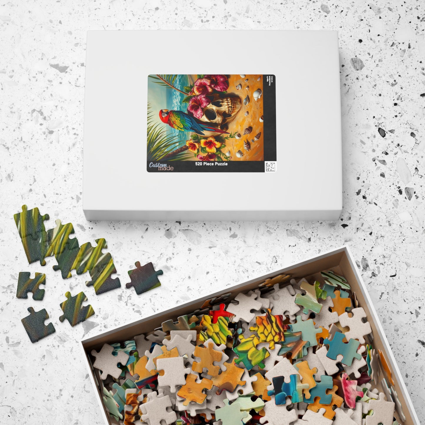 Colorful Parrot Skull Puzzle, Fun Nature Theme Jigsaw Game for Adults, Family Game Night, Beach Lover and Puzzle Enthusiast Holiday Gift Puzzle The Puzzle Chest