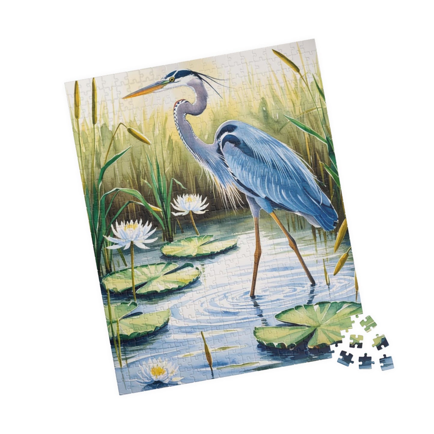 Jigsaw Puzzle, Animal Bird Puzzle, Heron Reflection, Shimmering Evening Light, Relaxing Activity, Mindfulness Game, Family Entertainment Puzzle The Puzzle Chest