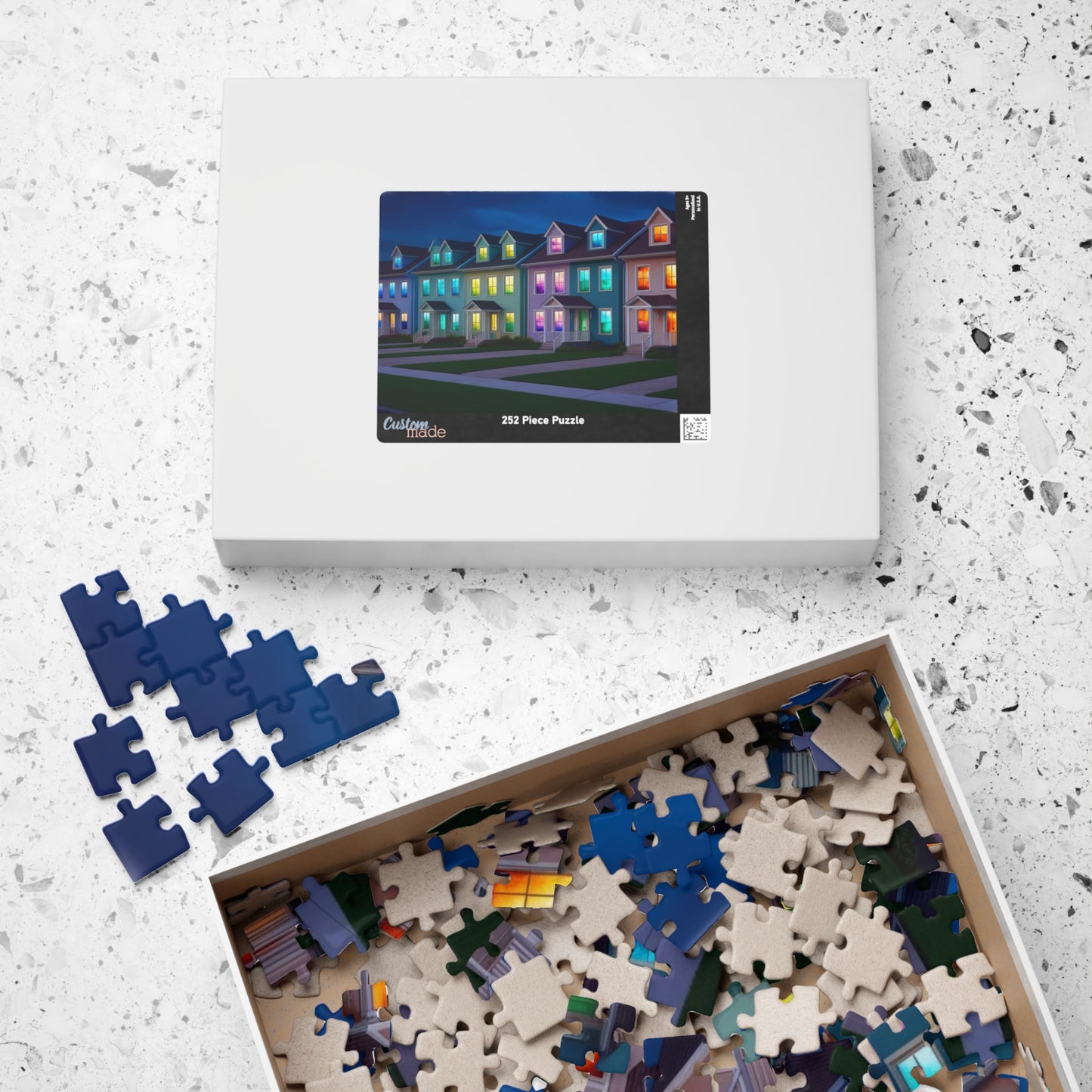 Jigsaw Puzzle, Fantasy Weirdcore Surreal Suburban Neighborhood with Glowing Windows, 110 252 520 1014-piece, Home Decor Game Activity Gift, Puzzle The Puzzle Chest