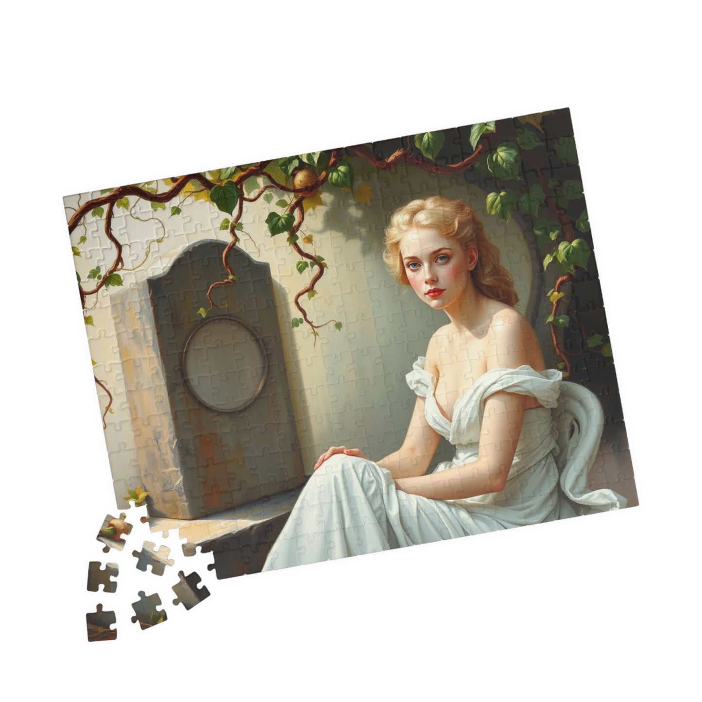 Mourner's Vigil Gothic Jigsaw Puzzle - Woman at Cemetery, Gothic Art Print, Dark Romantic Fantasy Gift for Art Lovers and Puzzle Collectors Puzzle The Puzzle Chest