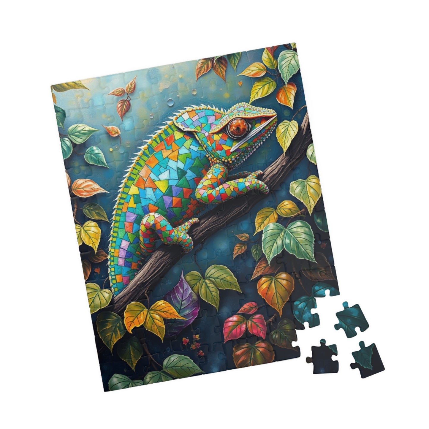 Jigsaw Puzzle, Mosaic Chameleon Camouflaged on Branch, Rich Leaves and Vines, Giftable Game for Adults, Fun Family Activity, Brain Teaser Puzzle The Puzzle Chest