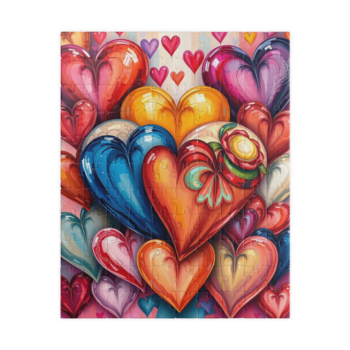 Romantic Heart Collage Puzzle, Love Jigsaw Game for Adults and Teens, Valentine's Day Activity, Bright Color Puzzle, Heart Pattern, Giftable 110 pcs (Vertical) Puzzle The Puzzle Chest