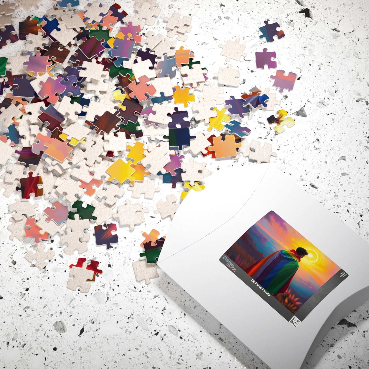 LGBTQ Pride Flag Puzzle - Queer Person in Rainbow Sunset Landscape, Fun Activity, Unique Holiday Birthday Pride Month Gift, Mindful Activity Puzzle The Puzzle Chest