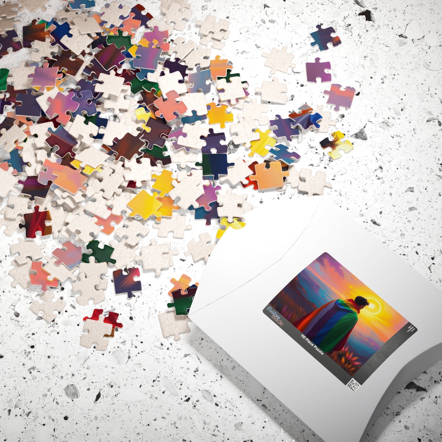 LGBTQ Pride Flag Puzzle - Queer Person in Rainbow Sunset Landscape, Fun Activity, Unique Holiday Birthday Pride Month Gift, Mindful Activity Puzzle The Puzzle Chest