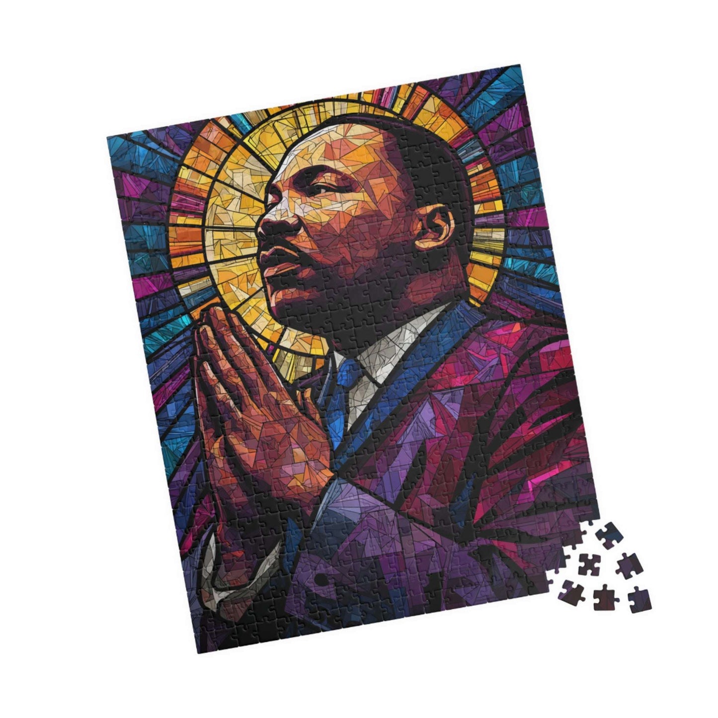 Afrocentric Jigsaw Puzzle – Stained Glass Dr. Martin Luther King Jr. Artwork, Black History Month Educational Puzzle, Inspirational MLK Puzzle Gift 520 pcs (Vertical) Puzzle The Puzzle Chest