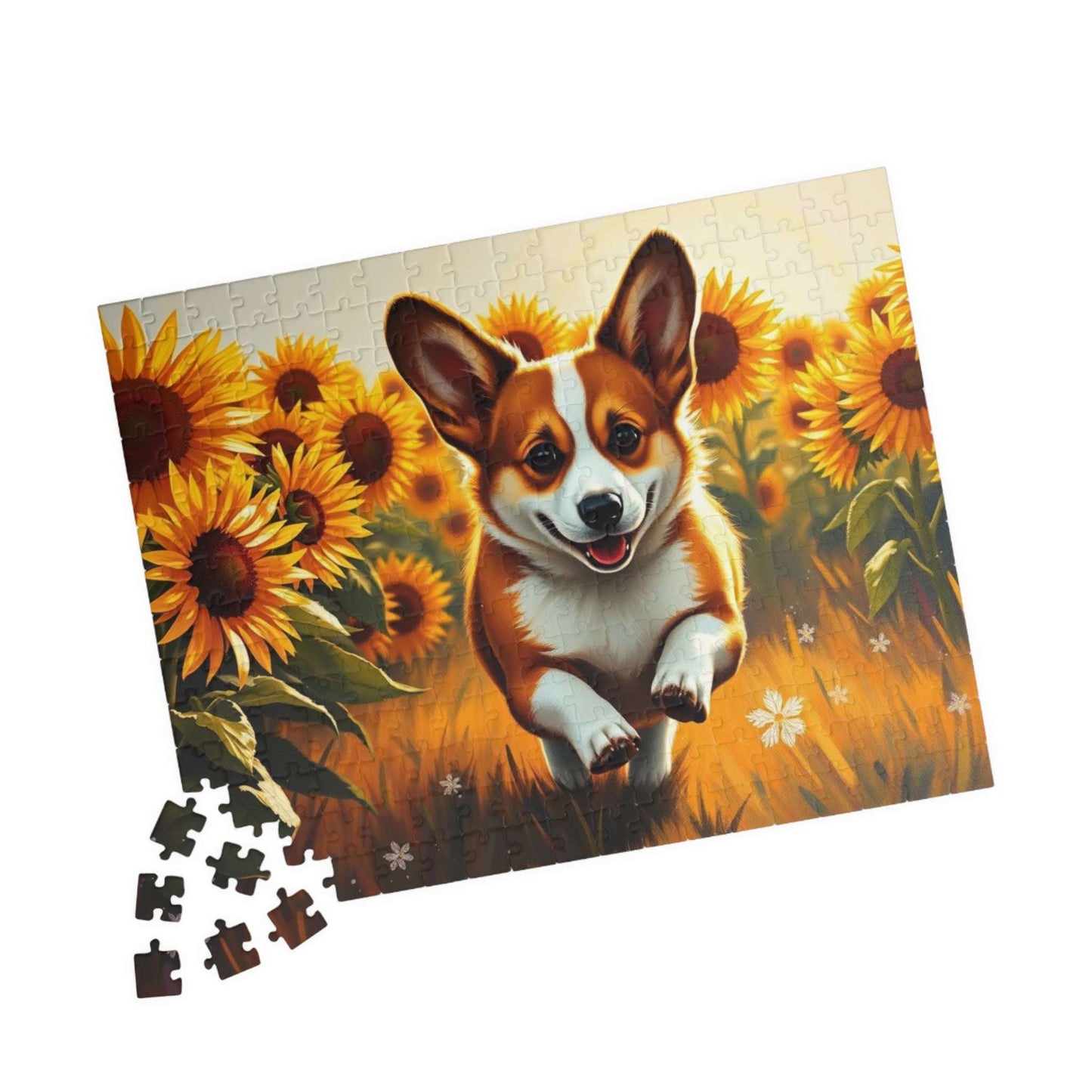 Corgi Sunflower Jigsaw Puzzle - Fun Family Activity, Pet Lover Birthday Holiday Gift for Friends, Home Entertainment Puzzle The Puzzle Chest