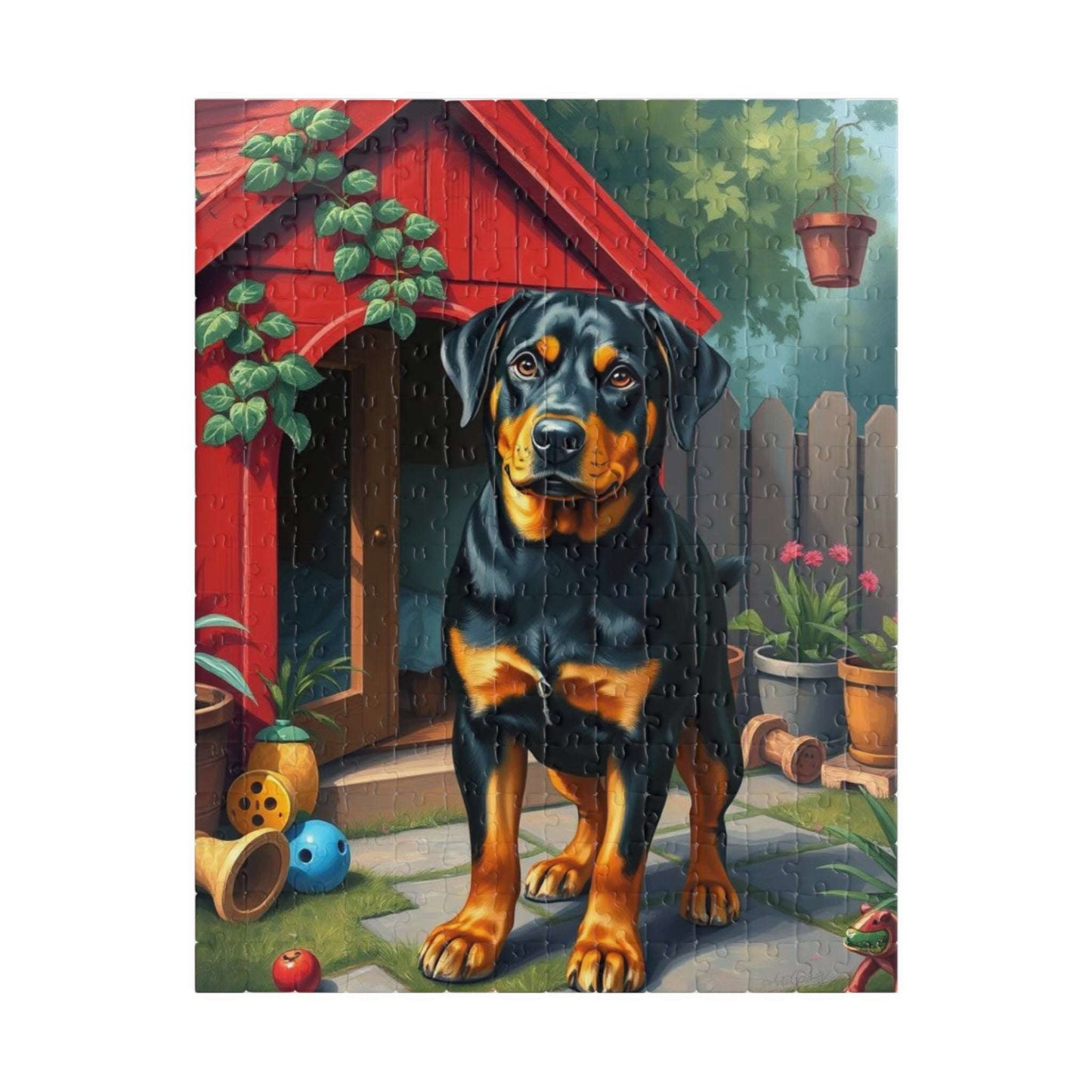 Rottweiler Jigsaw Puzzle, Holiday Birthday Gift for Dog Lovers Puzzle Enthusiasts Pet Owner, Family Activity Solo Fun, Home Entertainment 252 pcs (Vertical) Puzzle The Puzzle Chest