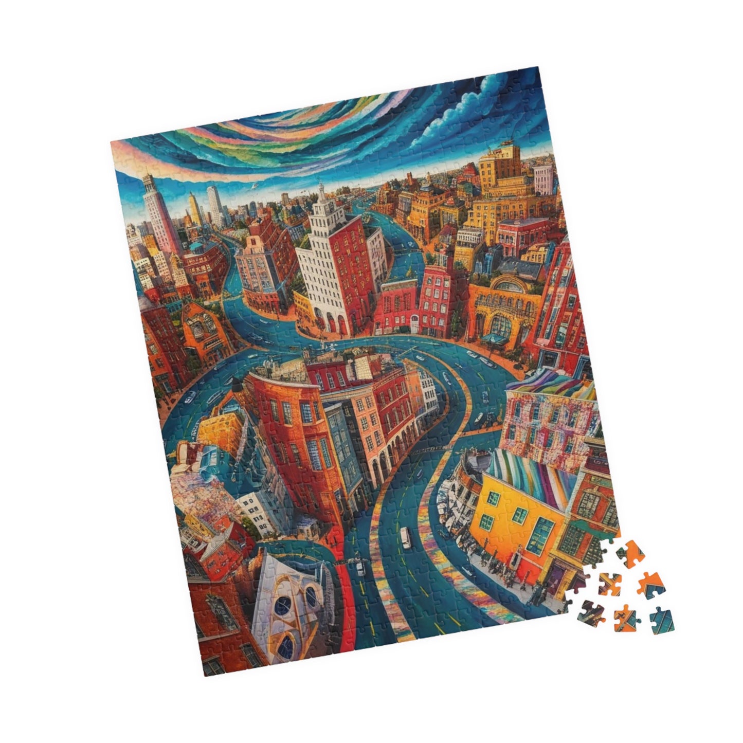 Surreal Cityscape Puzzle - 110, 252, 520, 1014-Piece, Fun Gift for Puzzle Lovers, Unique Wall Art, Family Game Night, Creative Art Therapy Puzzle The Puzzle Chest
