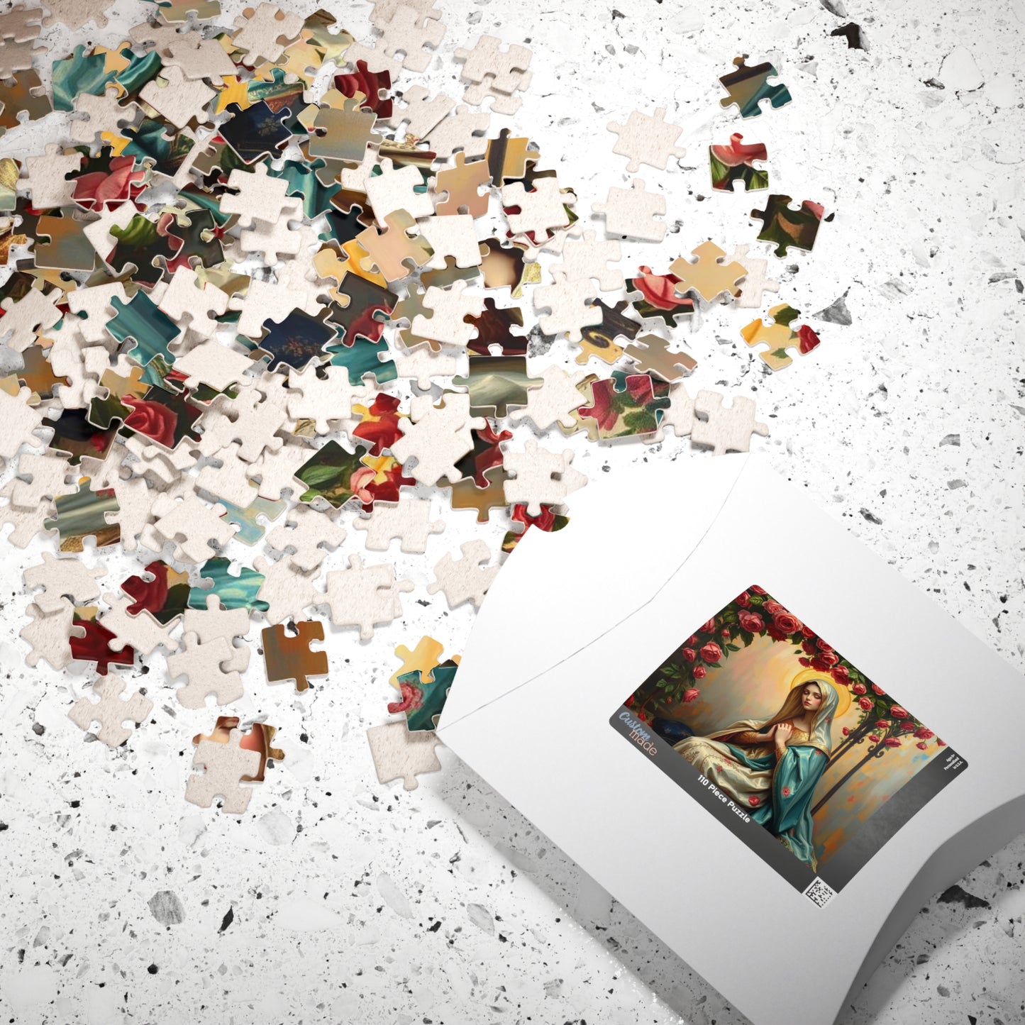 Floral Virgin Mary Jigsaw Puzzle - 110/252/520/1014 pieces, Art Puzzle, Religious Gift, Home Decor, Family Activity, Gift for Holidays Puzzle The Puzzle Chest