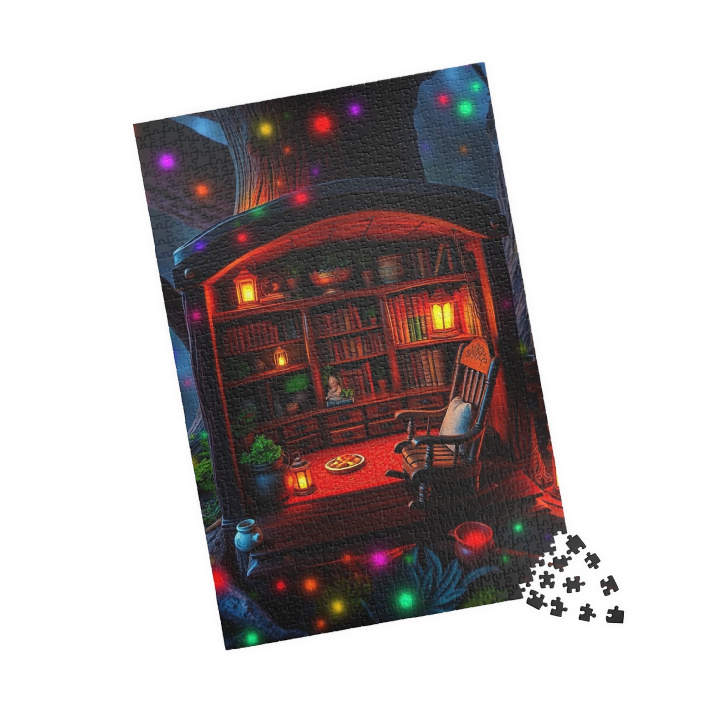 Bioluminescent Gnome Home Puzzle, Enchanted Fantasy Cozy Lantern-Lit Oak Tree Trunk House Jigsaw Game, Perfect for Puzzle Lovers Enthusiasts Puzzle The Puzzle Chest