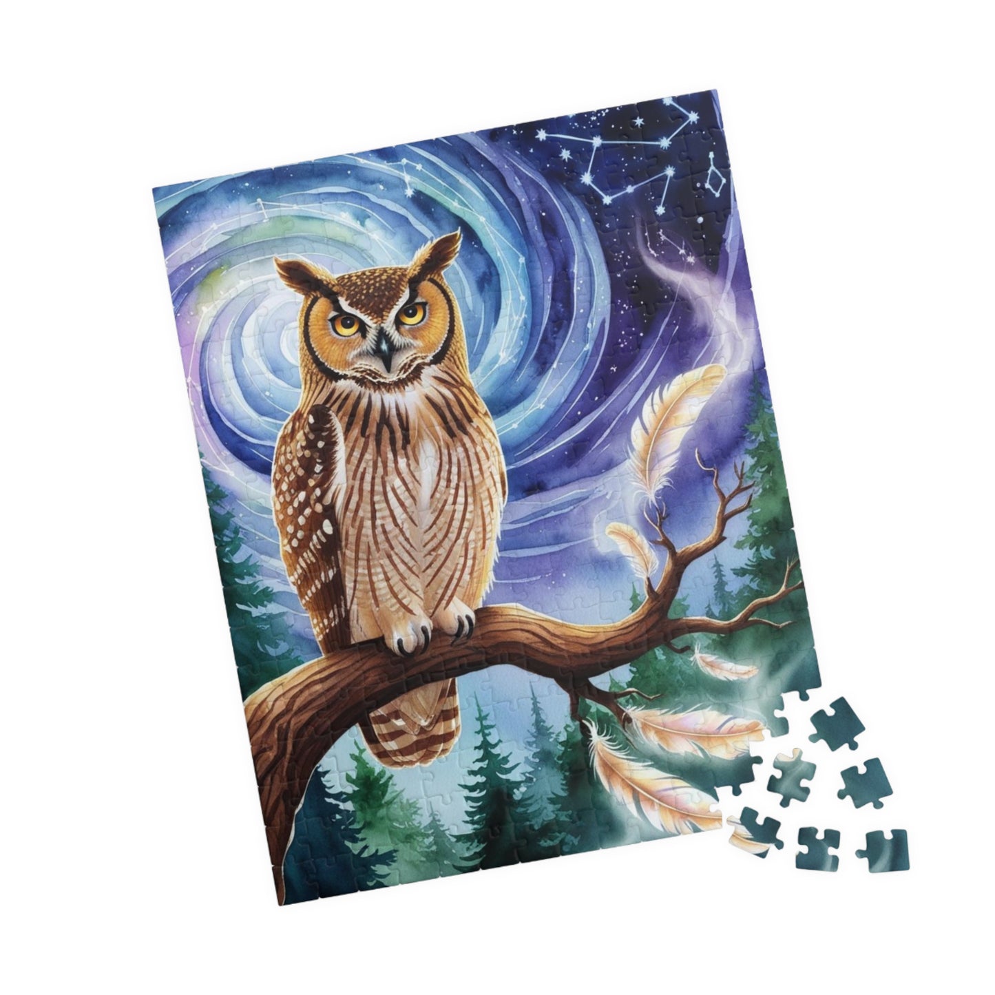 Jigsaw Puzzle, Great Horned Owl Constellation Scene, 110-1014 Pieces, Mystical Forest Nature Gift, Relaxing Hobby, Mindfulness Activity, Puzzle The Puzzle Chest