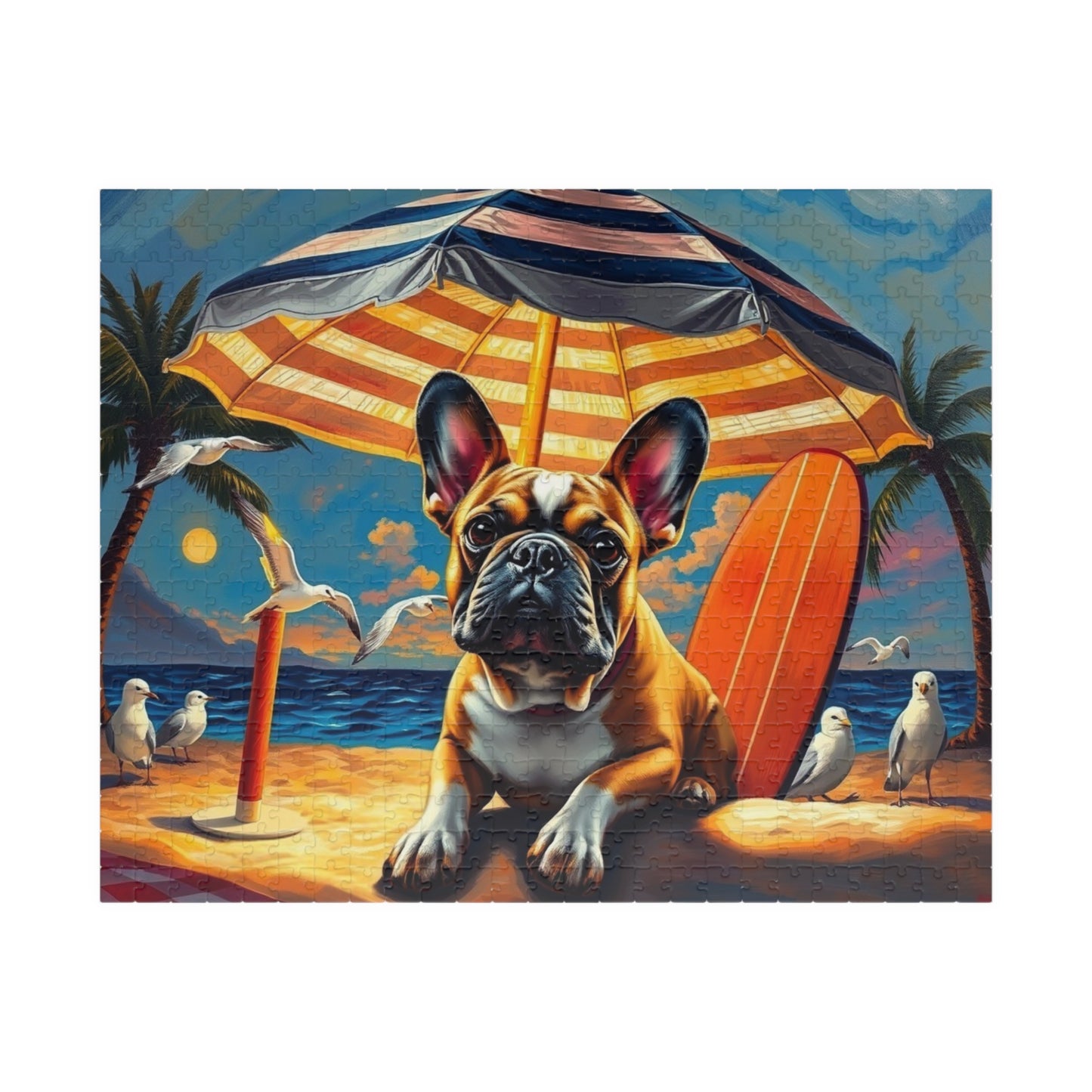 Beach Vibes Puzzle - French Bulldog, 110/252/520/1014-Piece, Fun Home Activity, Gifts for Dog Lovers, Family Game Night, Puzzle for Adults