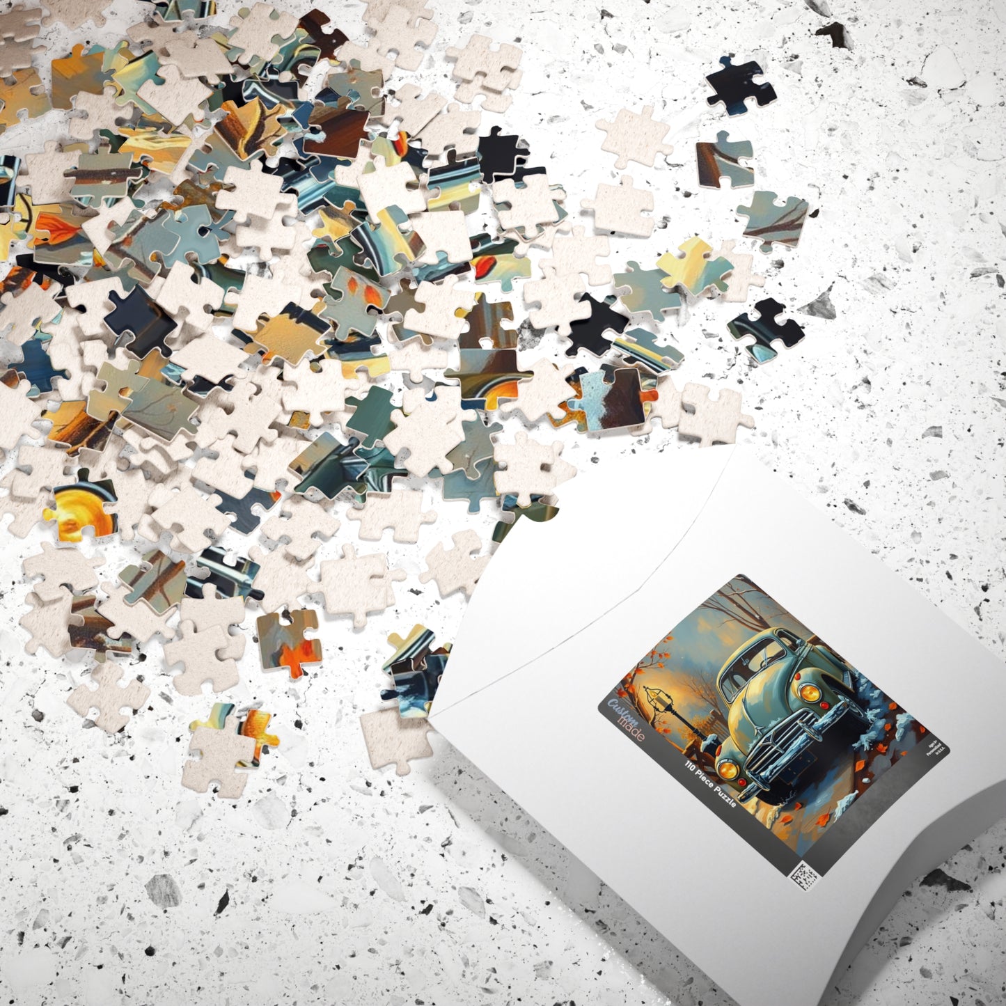 Winter Vintage Car Puzzle - Nostalgic Family Fun, Great Gift for Car Lovers, Indoor Activities, Rainy Day Entertainment