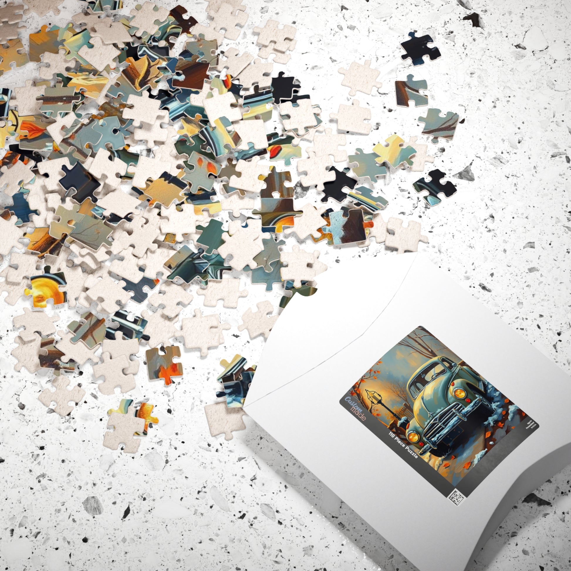 Winter Vintage Car Puzzle - Nostalgic Family Fun, Great Gift for Car Lovers, Indoor Activities, Rainy Day Entertainment Puzzle The Puzzle Chest