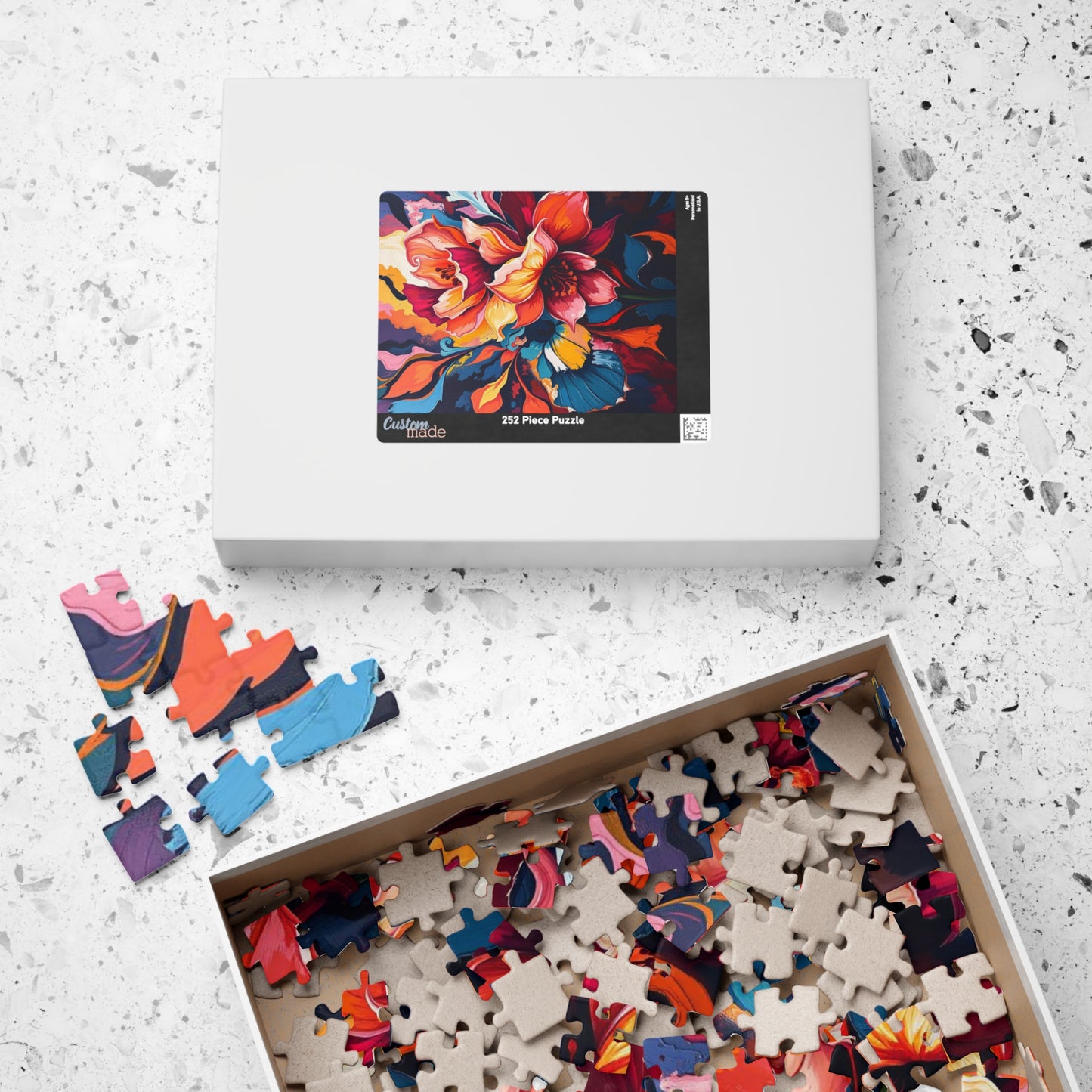 Abstract Floral Art Puzzle, Colorful Flower Jigsaw, Home Entertainment Mindful Activity, Gift for Family, Art Lover, Game Nights Puzzle The Puzzle Chest