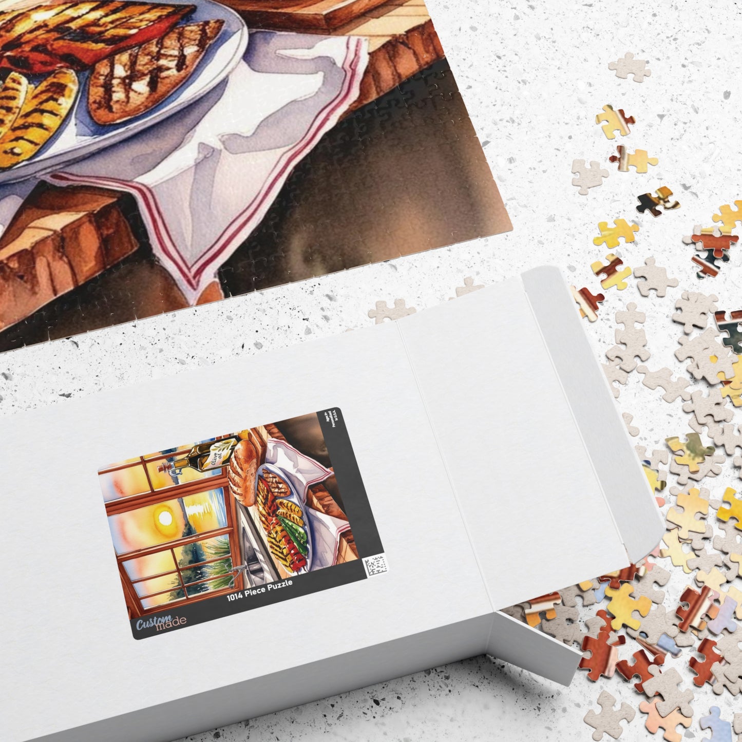Foodie Kitchen Sunset Jigsaw Puzzle, Serene Lake View Dinner Table Scene, Frameable Culinary Art, Puzzle Enthusiast Gift for Friend Puzzle The Puzzle Chest
