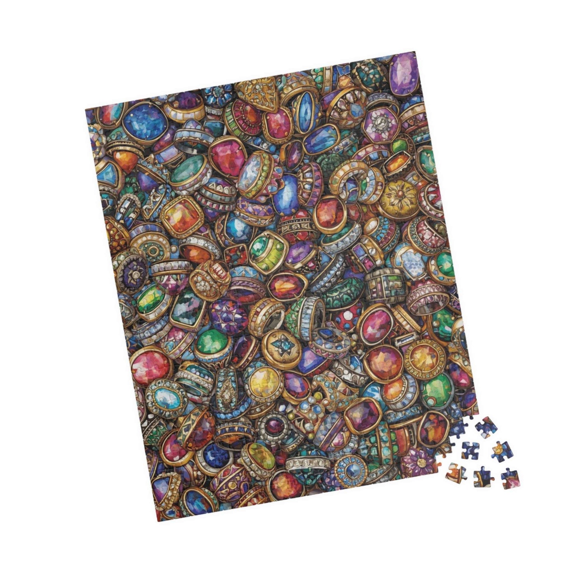 Sparkling Rings Collage Jigsaw Puzzle – Overlapping Gemstone Jewelry 520 pcs (Vertical) Puzzle The Puzzle Chest