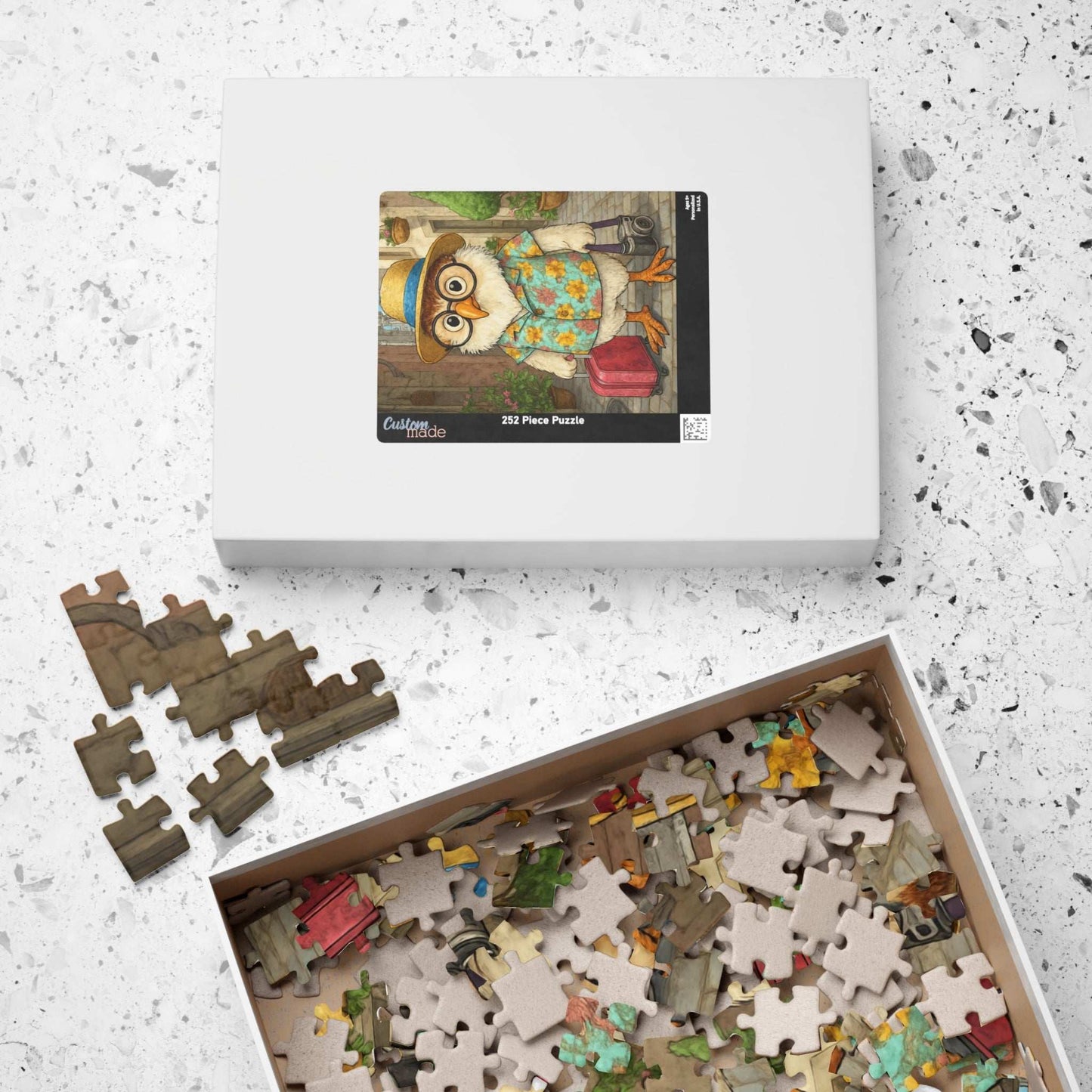Chicken Traveler Jigsaw Puzzle, Cartoonish Bird Game for Adults, Gift for Holidays Birthdays, Family Time, Farm Animal Lovers, Brain Teaser Puzzle The Puzzle Chest