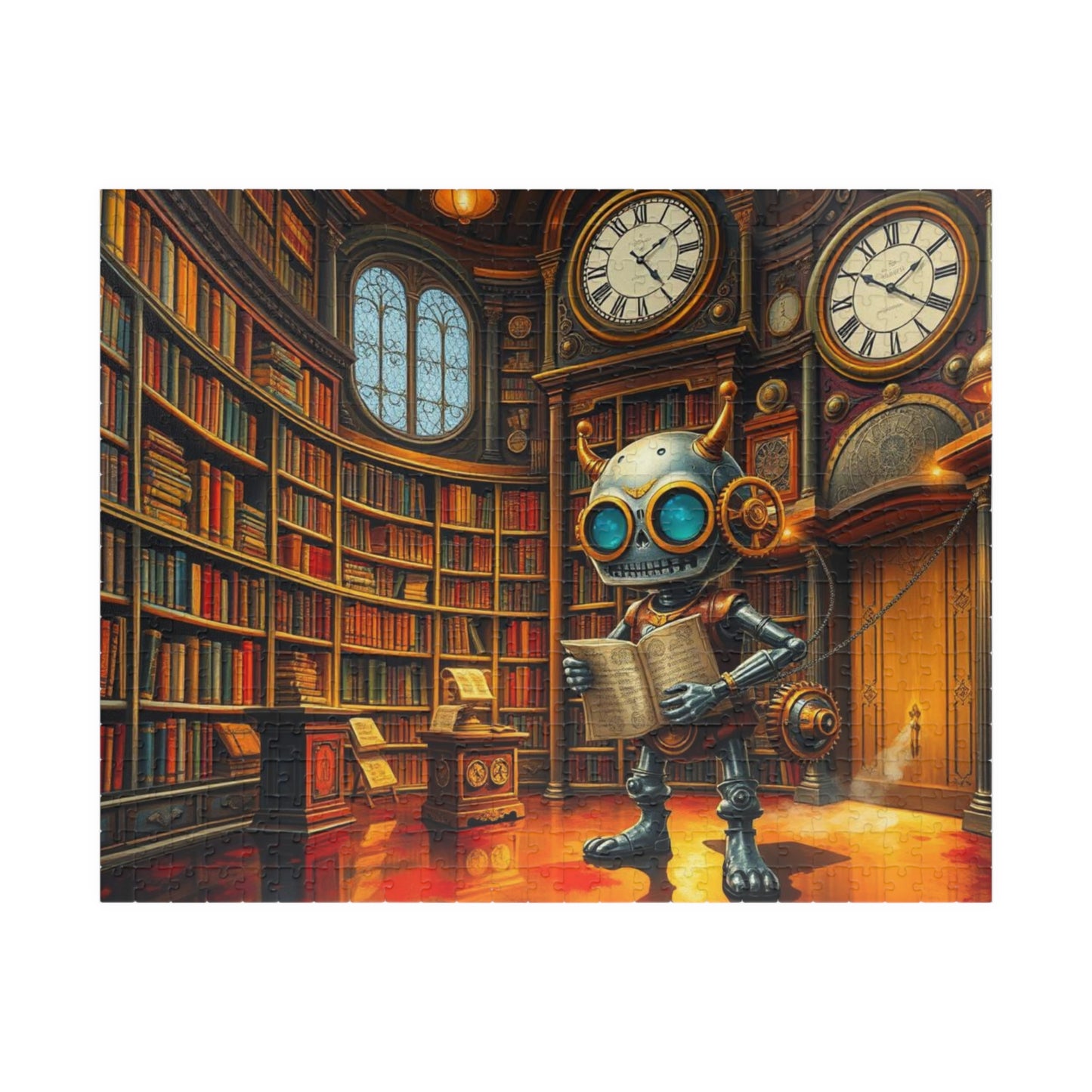 Steampunk Robot Puzzle, Vintage Library Jigsaw Game for Adult Home Entertainment, Holiday Birthday Gift for Puzzle Lover, Family Game Night 520 pcs (Horizontal) Puzzle The Puzzle Chest