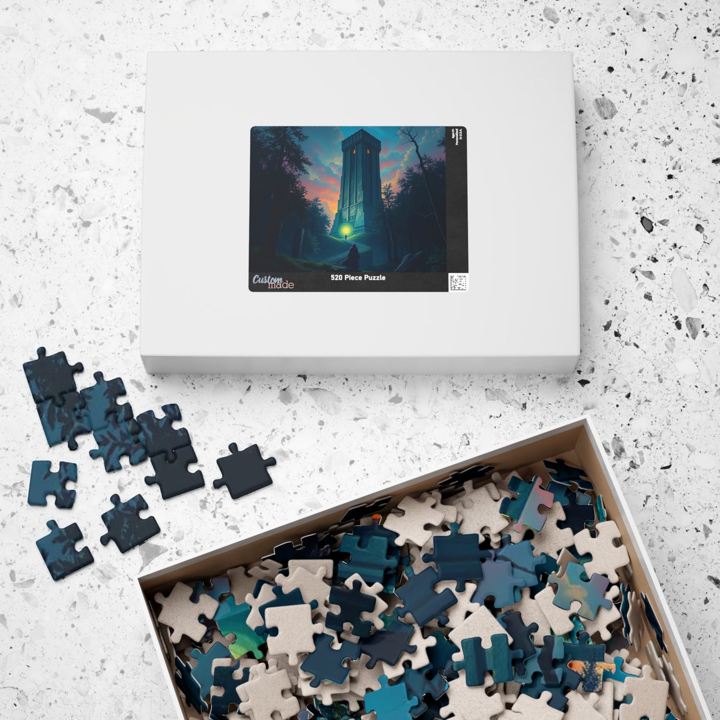 The Seeker Jigsaw Puzzle for Adults - Mystical Tower in Twilight Forest, Gothic Puzzle, Gothic Art Print, Dark Fantasy Gift for Puzzle Lover Puzzle The Puzzle Chest
